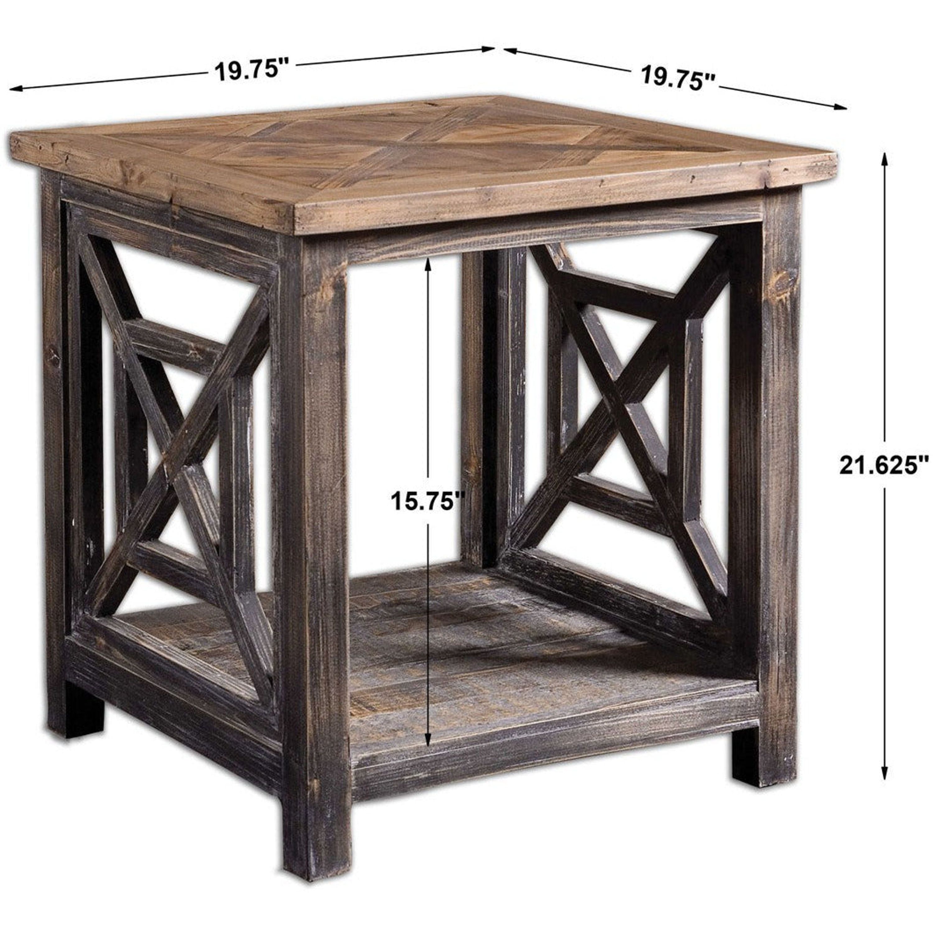 Uttermost Spiro Reclaimed Wood Brushed Black Finish Rustic End Table - Image 3