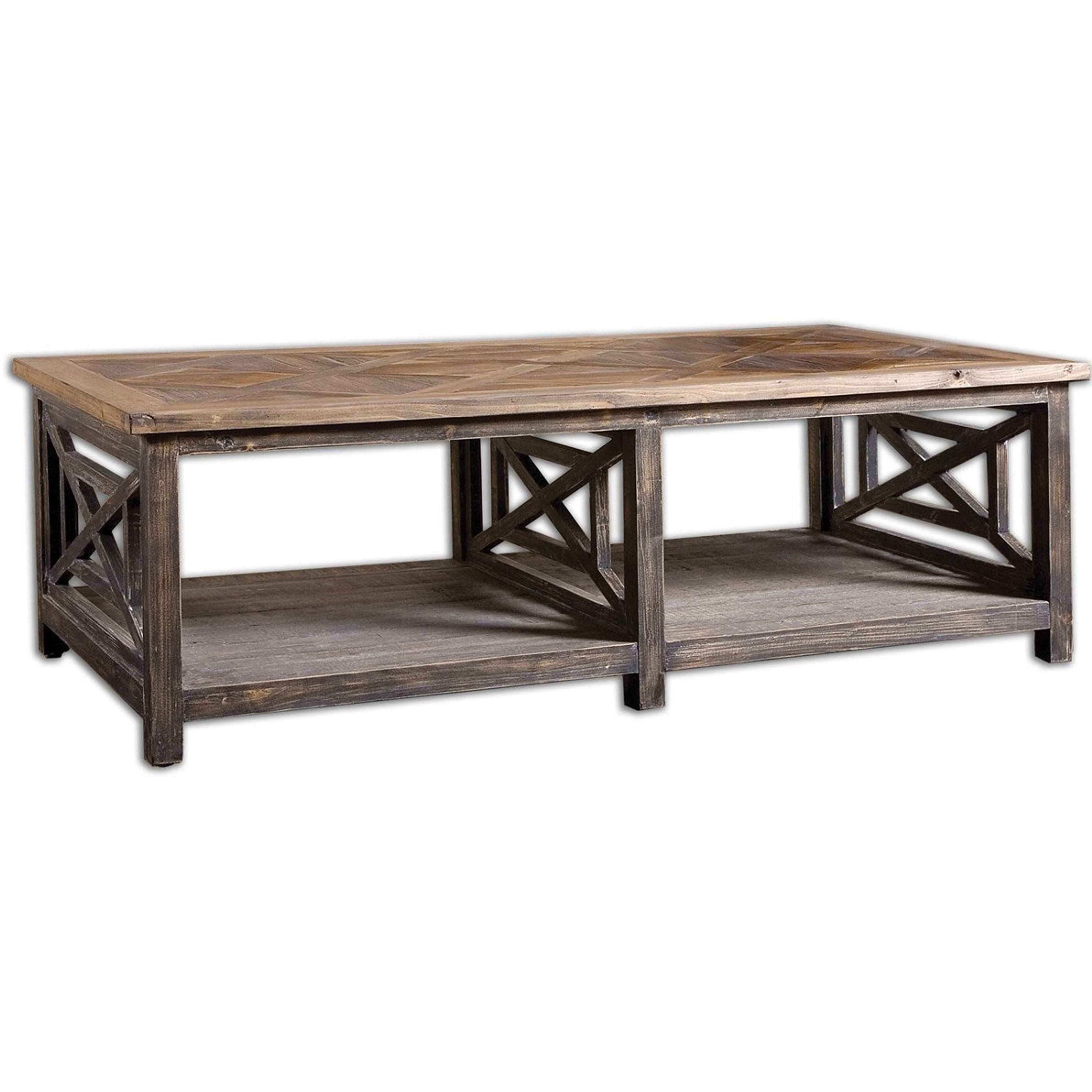 Uttermost Spiro Reclaimed Wood Brushed Black Rustic Coffee Table - Image 1