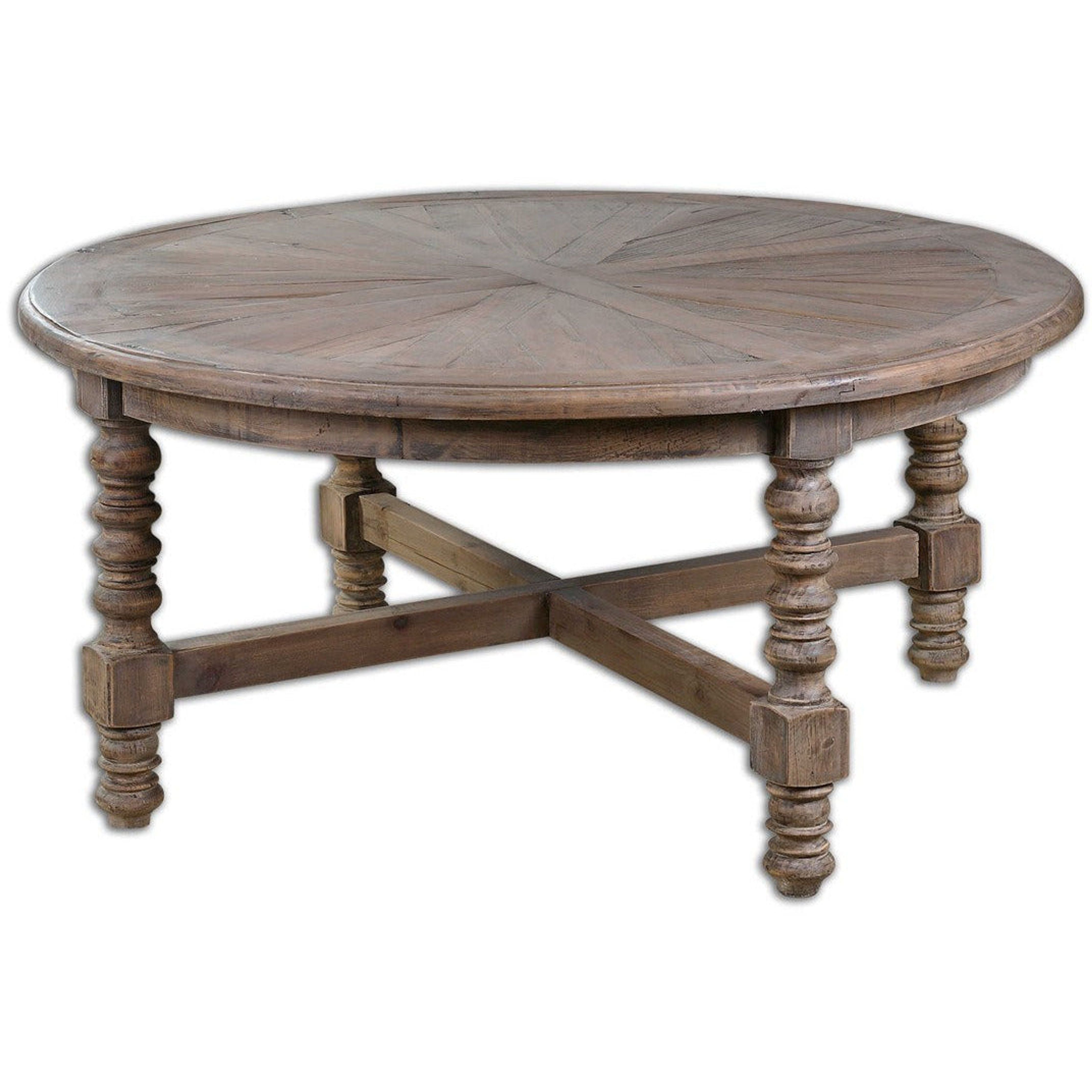 Uttermost Samuelle Reclaimed Wood Rustic Round Coffee Table - Image 2