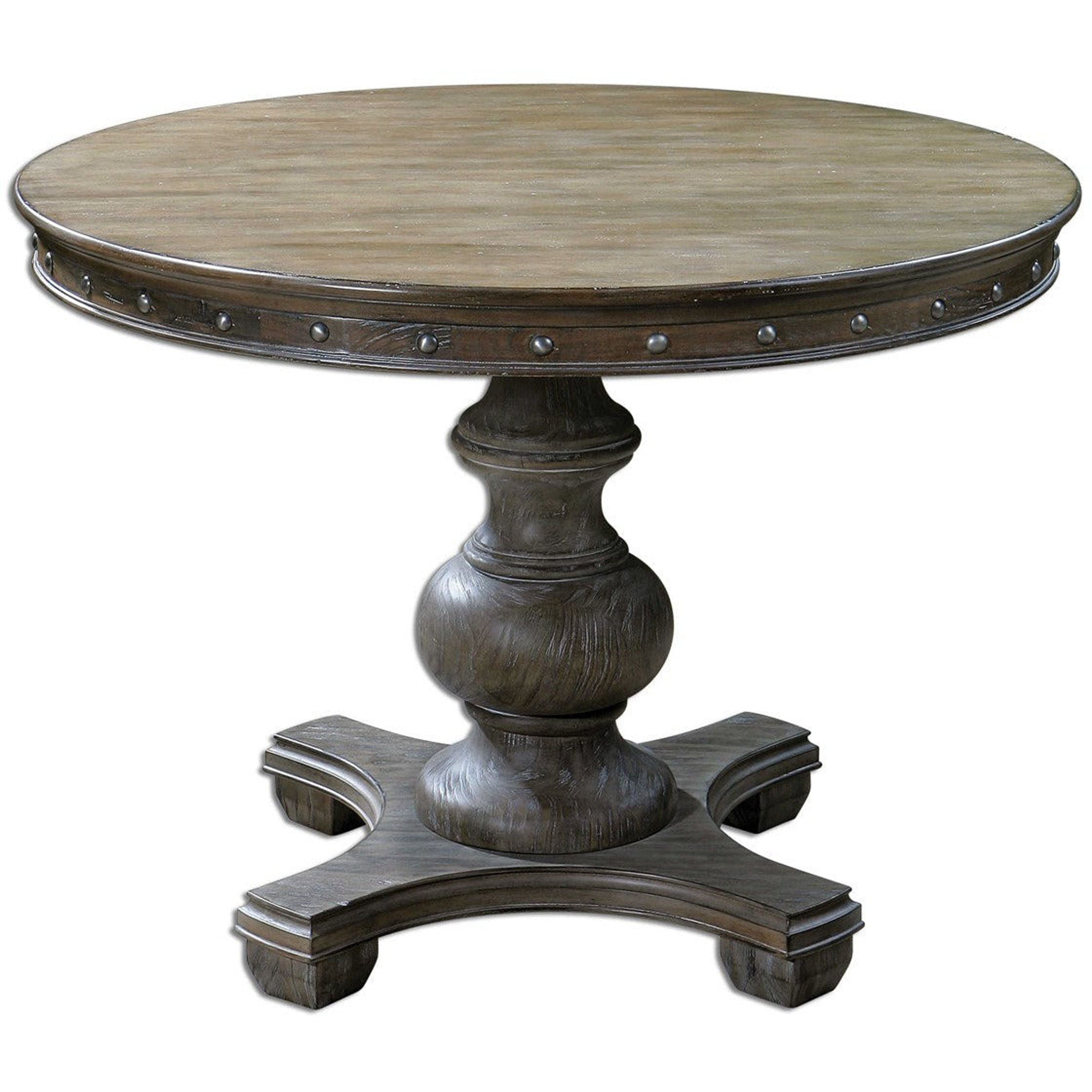 Uttermost Sylvana Gray Wash Natural Pine Rustic 42” Round Dining Table - Image 2