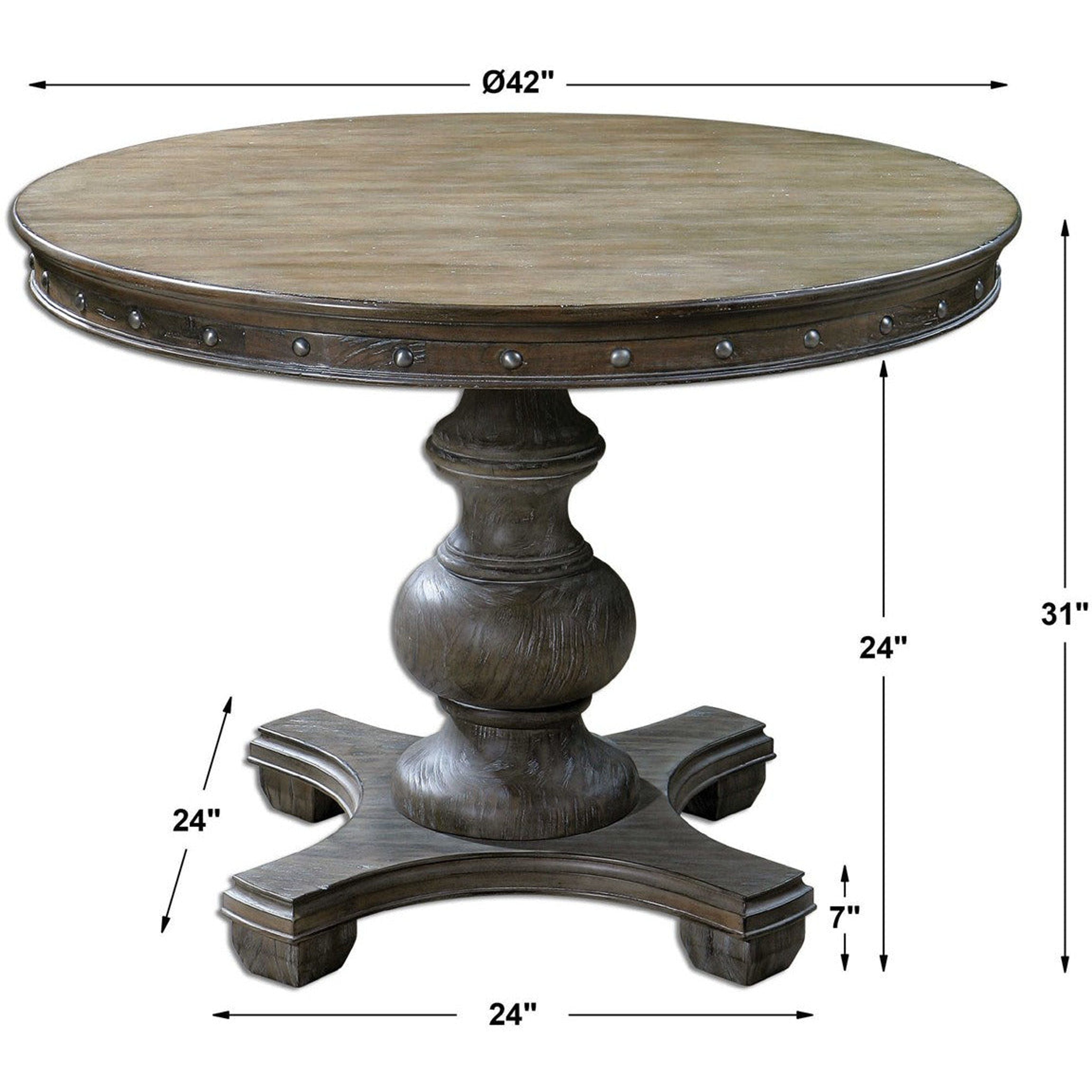 Uttermost Sylvana Gray Wash Natural Pine Rustic 42” Round Dining Table - Image 3
