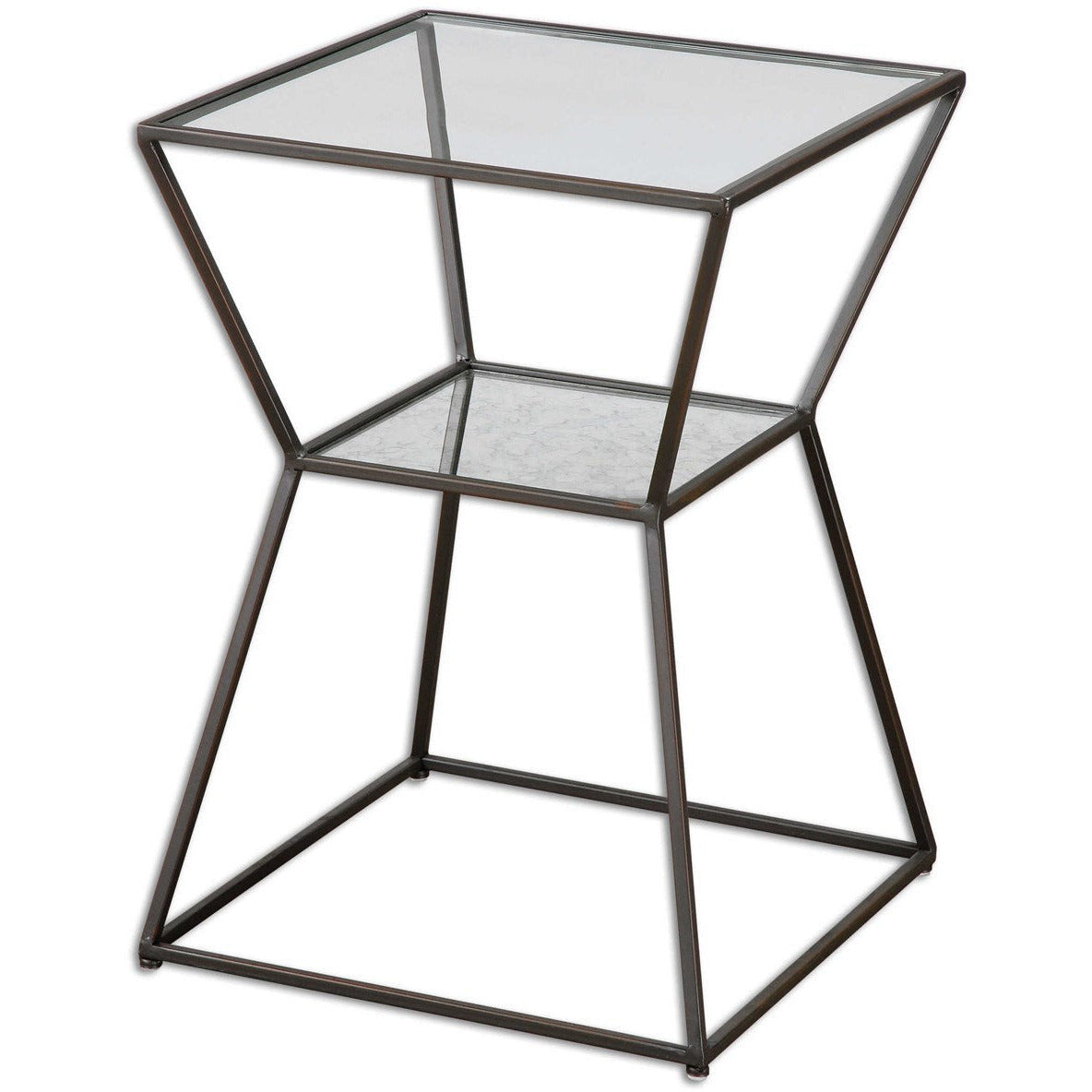 Uttermost Auryon Glass Top With Black Iron Base Modern Accent Table - Image 2