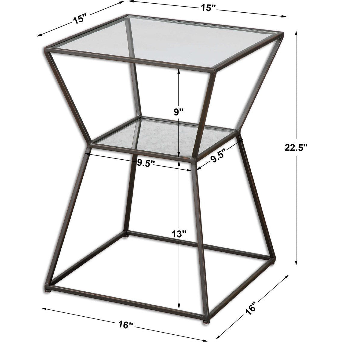 Uttermost Auryon Glass Top With Black Iron Base Modern Accent Table - Image 3