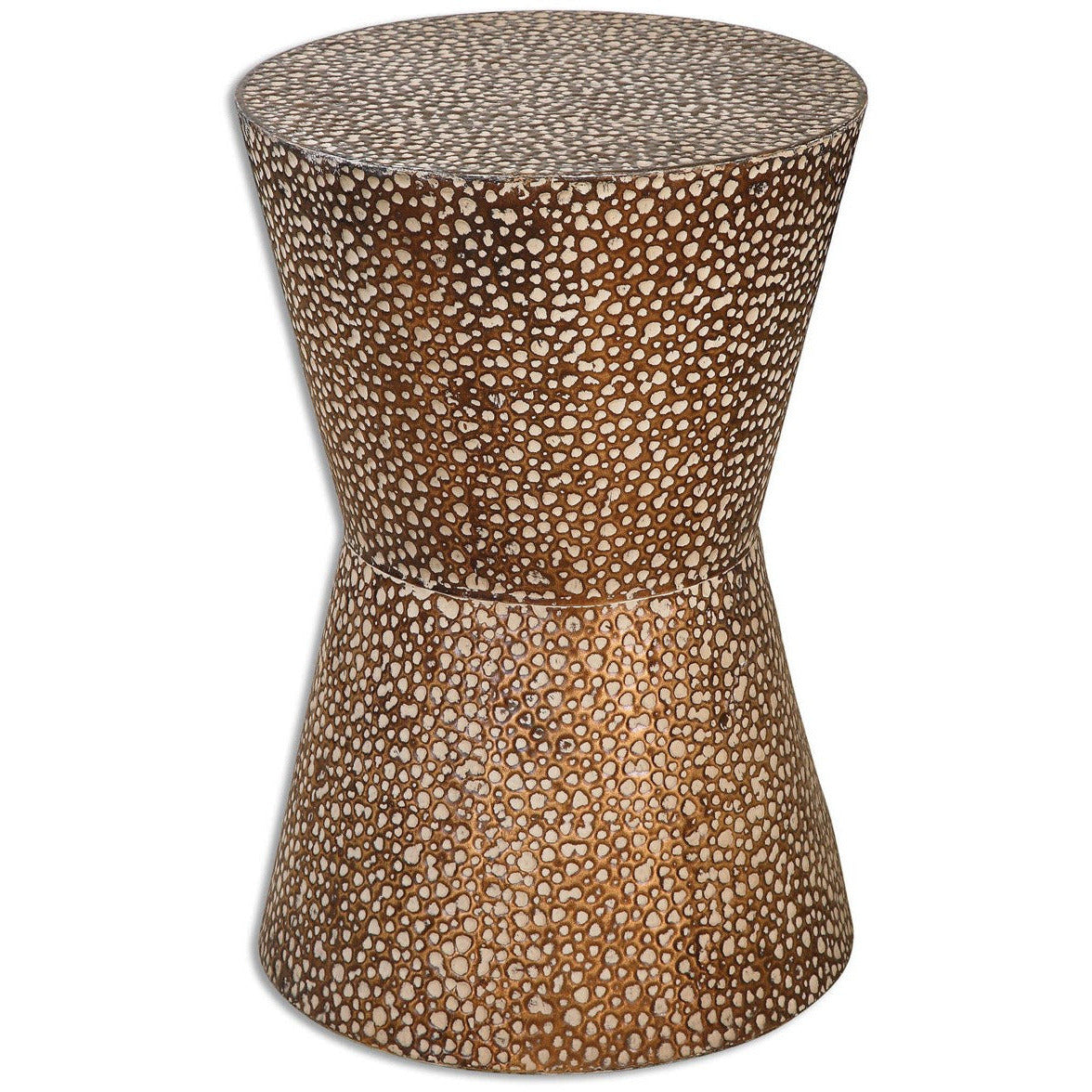 Uttermost Cutler Antiqued Copper Bronze Hammered Metal Accent Table - Image 2