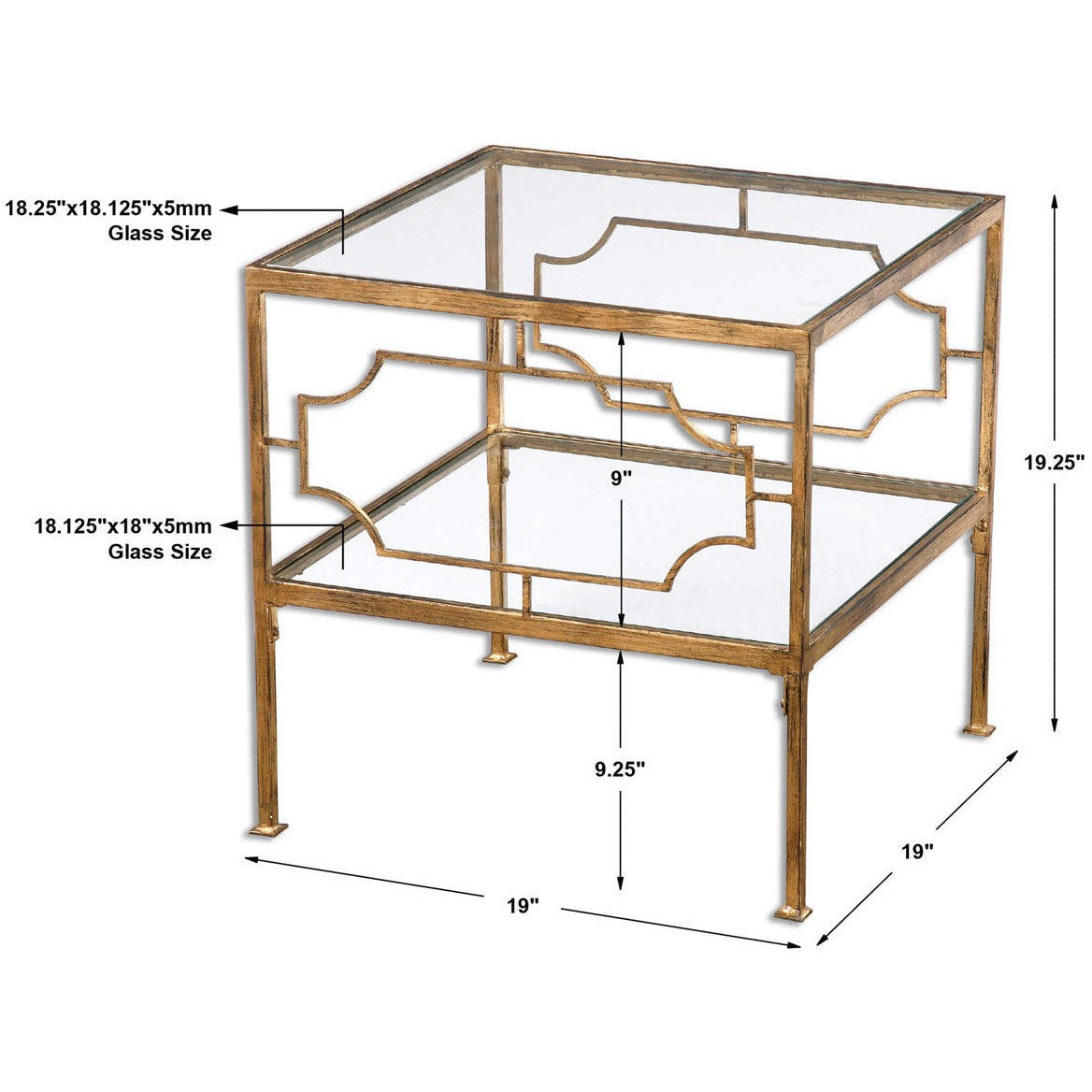 Uttermost Genell Glass Top With Antiqued Gold Iron Contemporary Accent Table - Image 3
