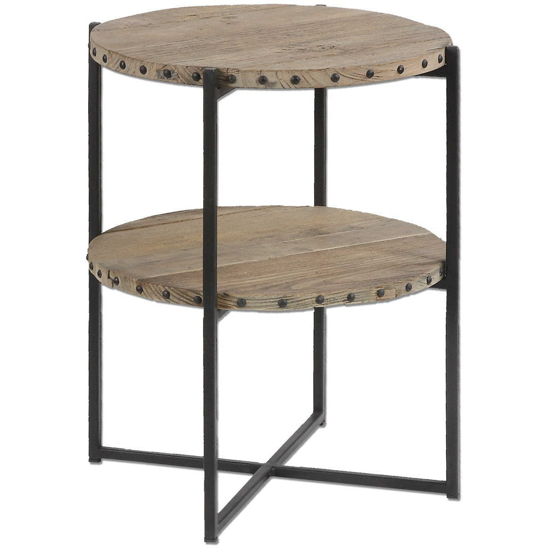 Uttermost Kamau Recycled Elm Wood With Black Iron Rustic Modern Accent Table - Image 1