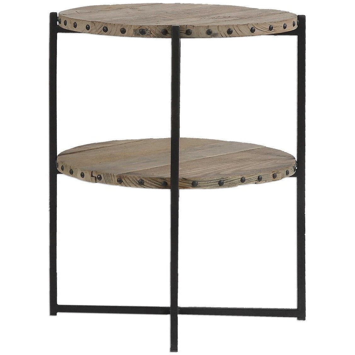 Uttermost Kamau Recycled Elm Wood With Black Iron Rustic Modern Accent Table - Image 3