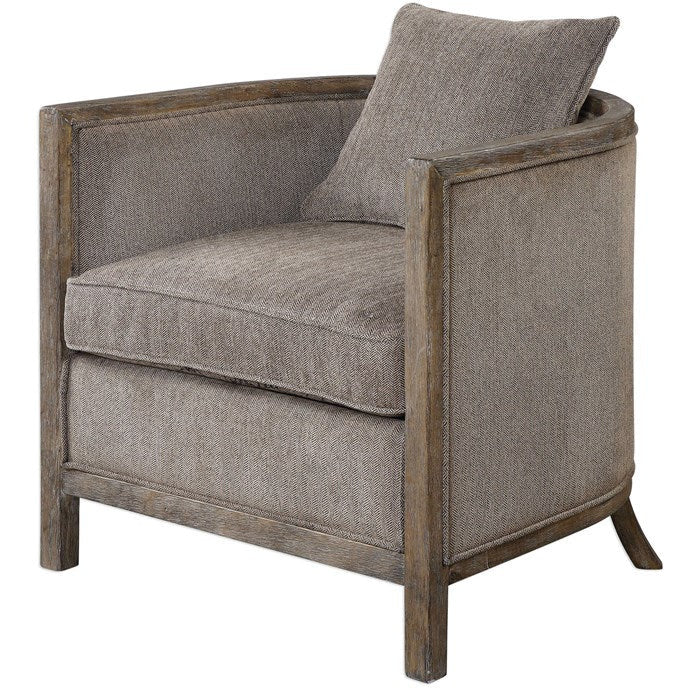 Uttermost Viaggio Gray Chenille Barrel Back Tub Chair - Image 3