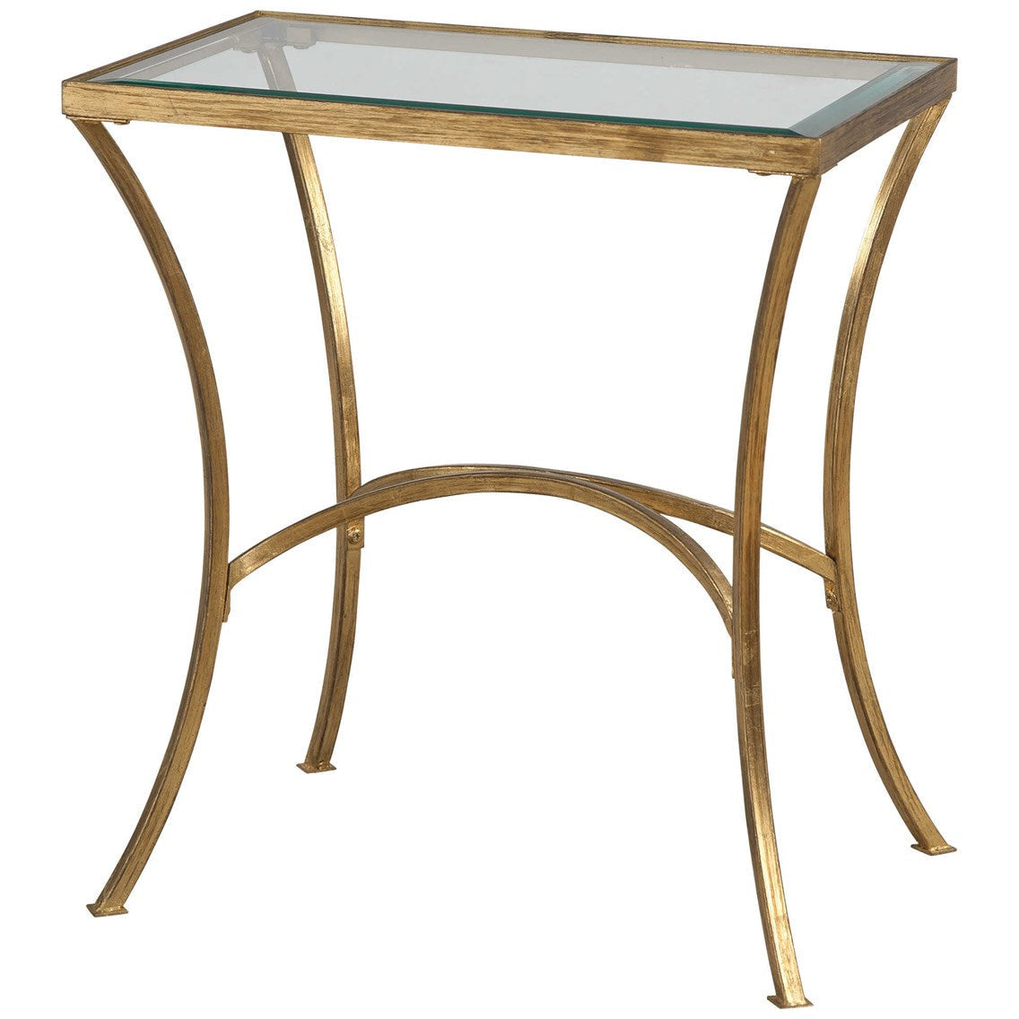 Uttermost Alayna Glass Top With Antiqued Gold Leaf Base End Table - Image 3