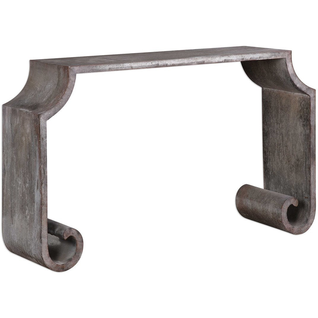Uttermost Agathon Aged Stone Gray Zinc Modern Console Table - Image 2