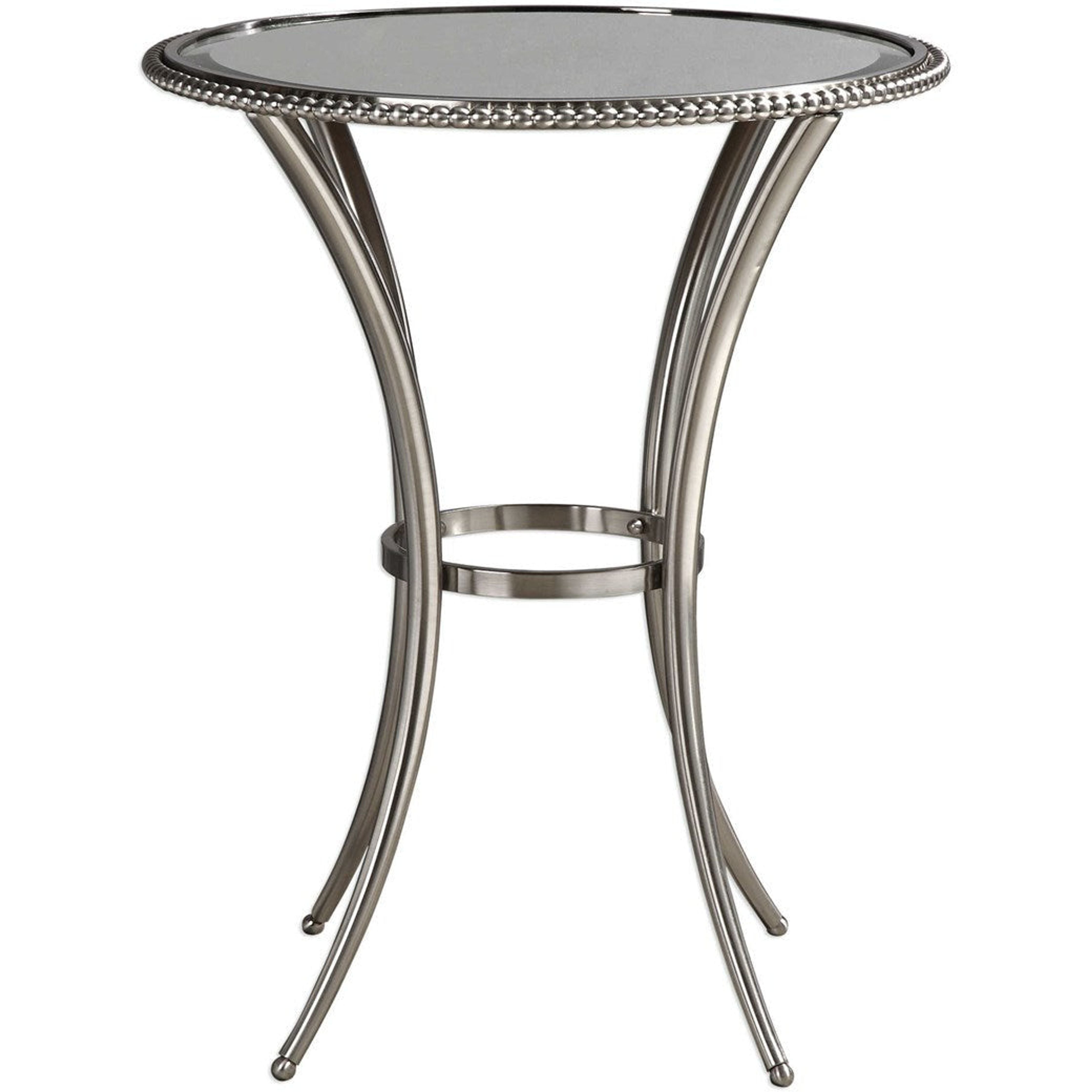 Uttermost Sherise Glass Top With Brushed Nickel Round Accent Table - Image 2