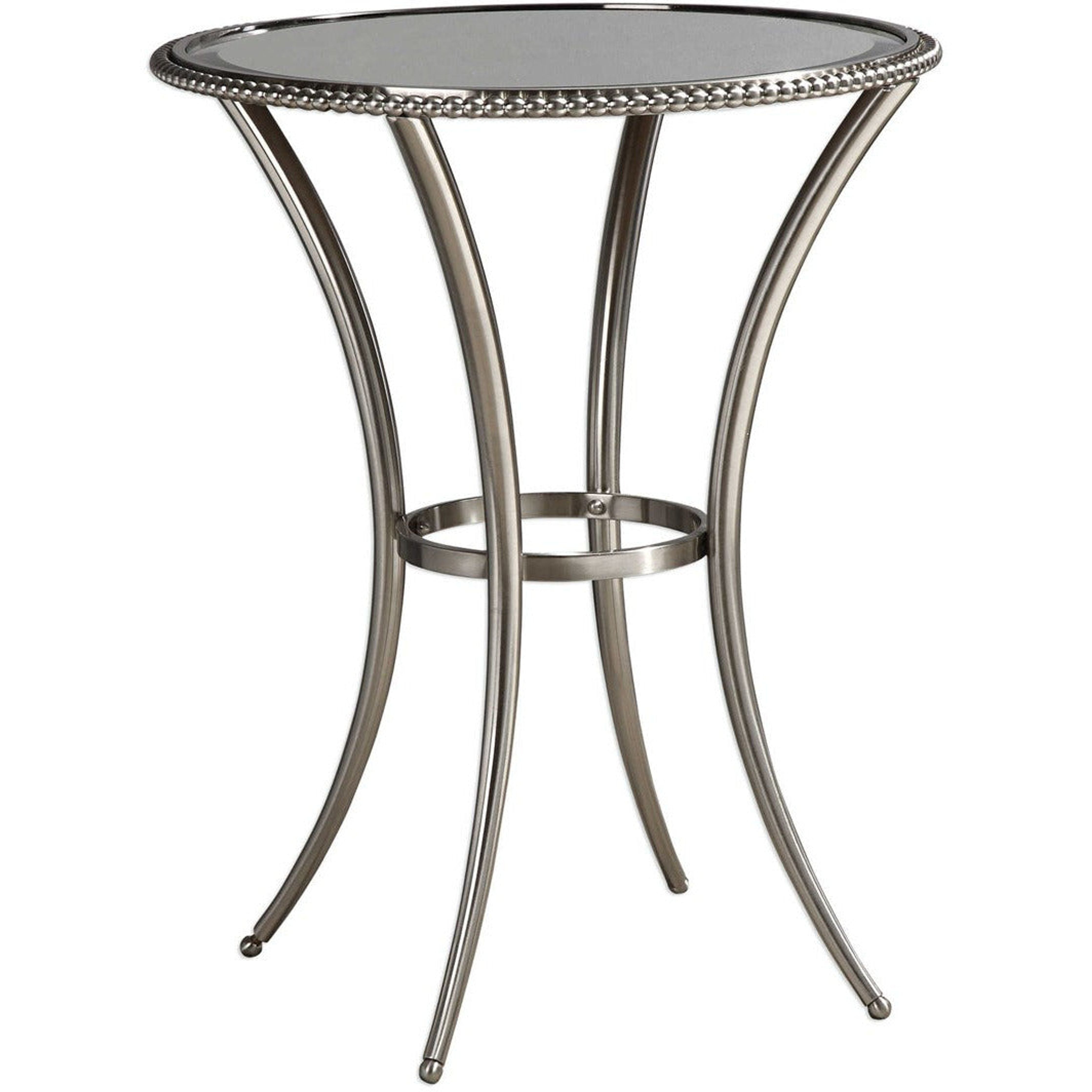 Uttermost Sherise Glass Top With Brushed Nickel Round Accent Table - Image 3