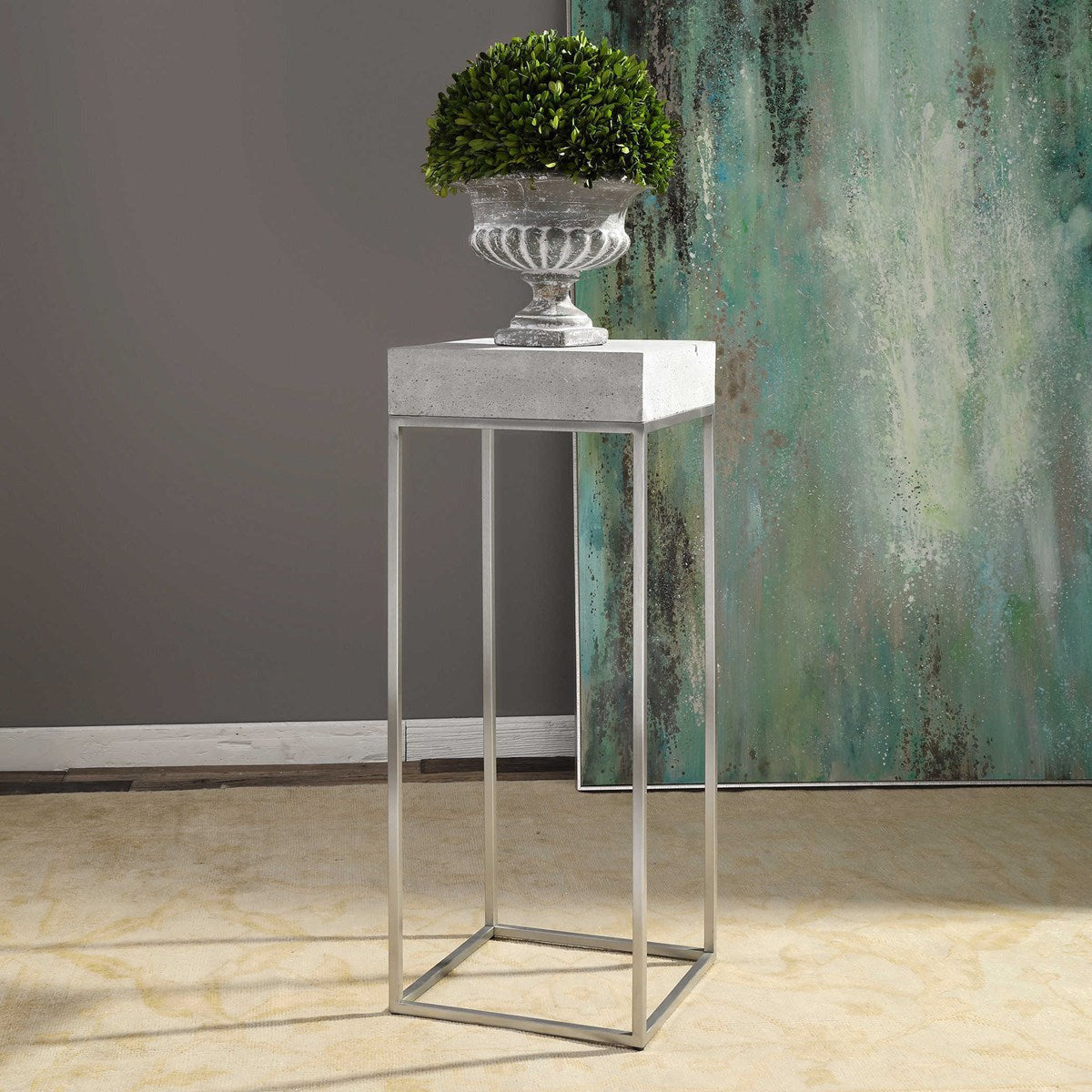 Uttermost Jude Concrete Top With Stainless Steel Modern Plant Stand - Image 2