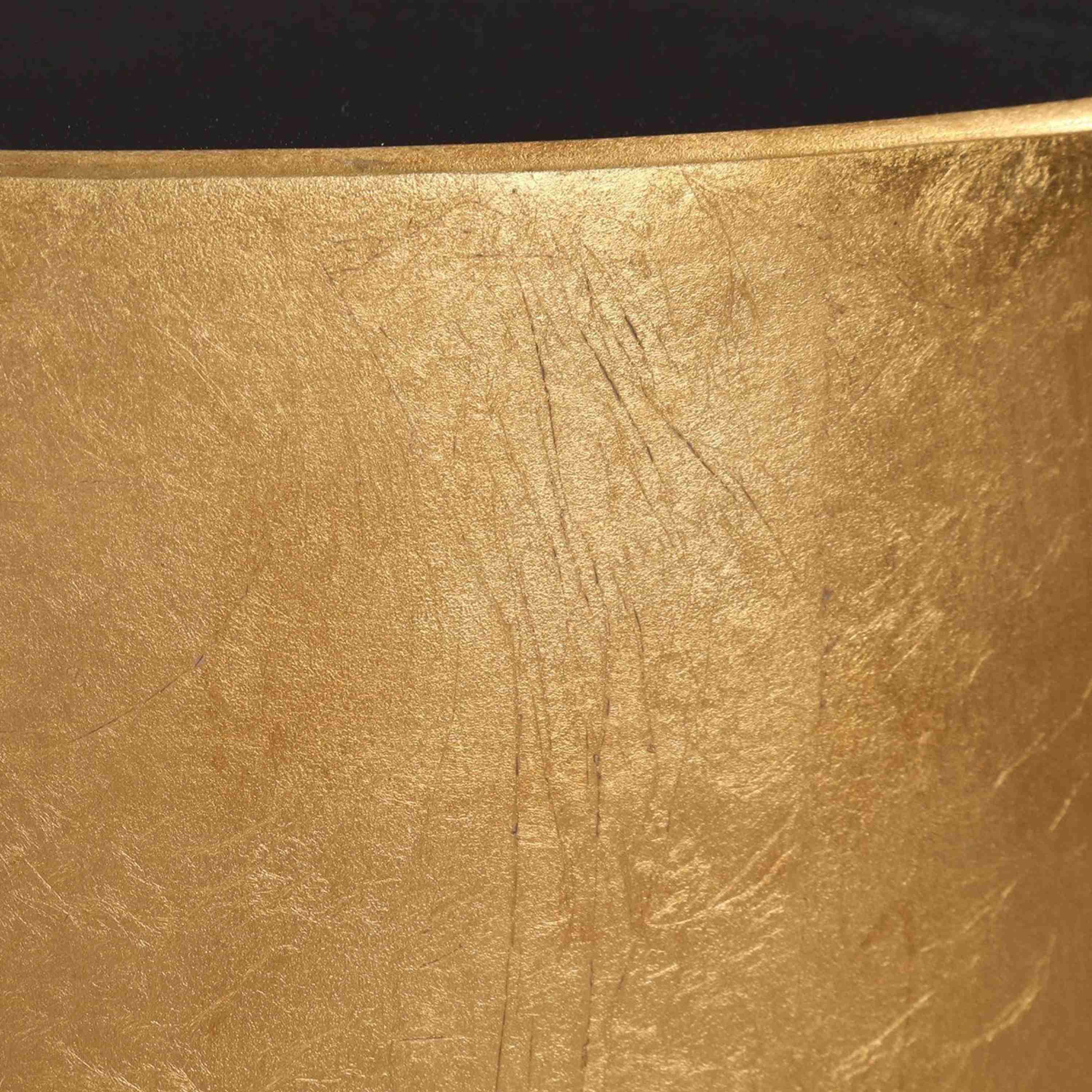 Uttermost Veira Black Glass Top With Metallic Gold Leaf Base Modern Drink Table - Image 3