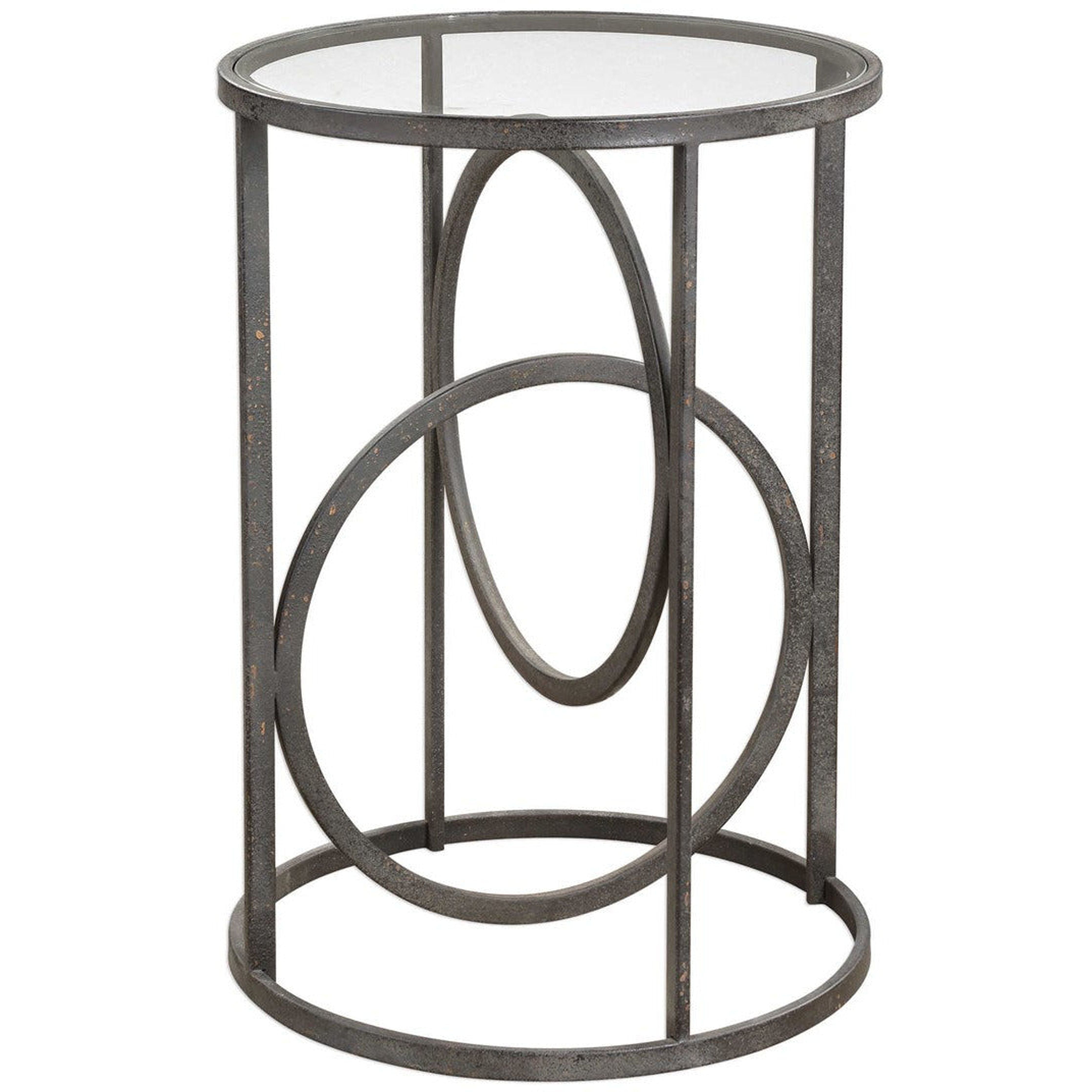 Uttermost Lucien Glass Top With Aged Black Iron Base Modern Accent Table - Image 3