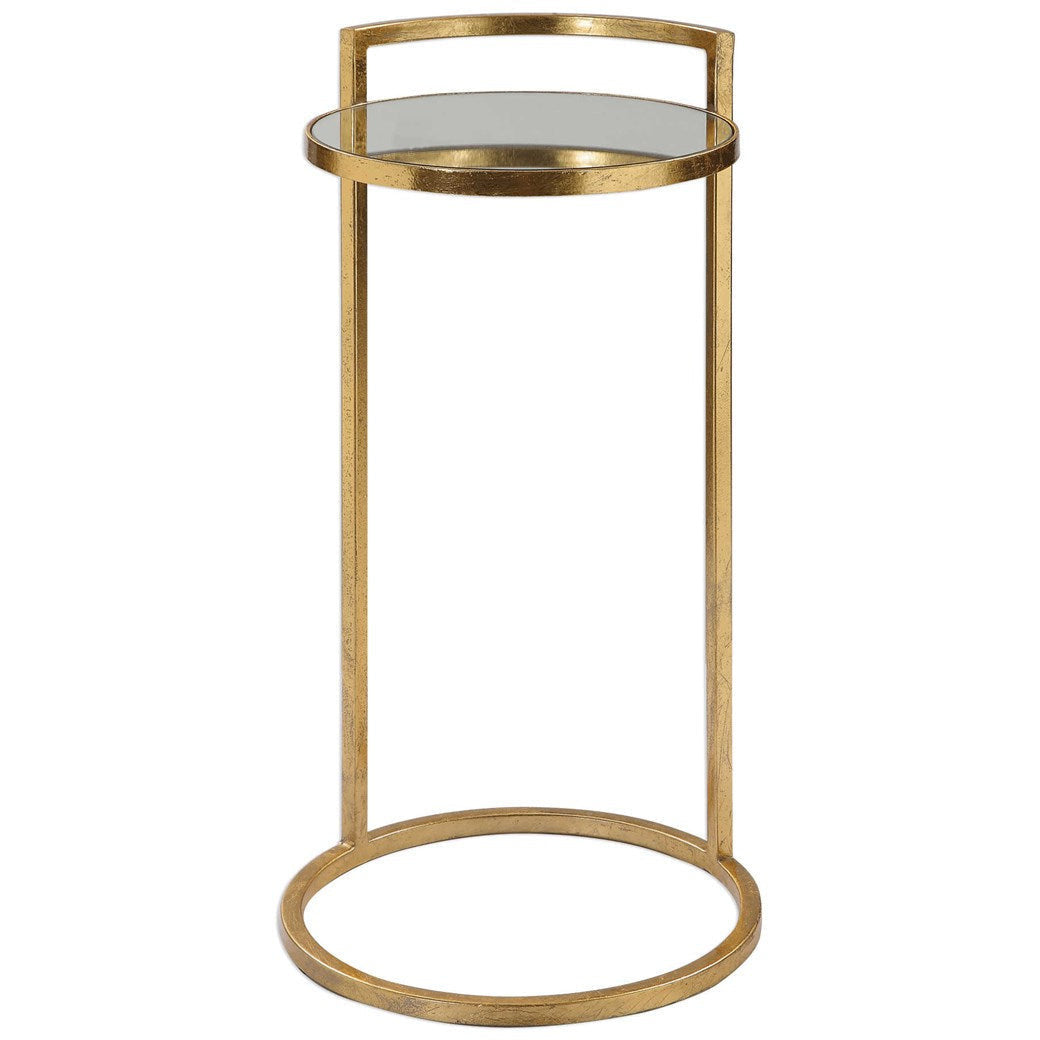 Uttermost Cailin Mirrored Top With Gold Leaf Iron Base Round Accent Table - Image 2
