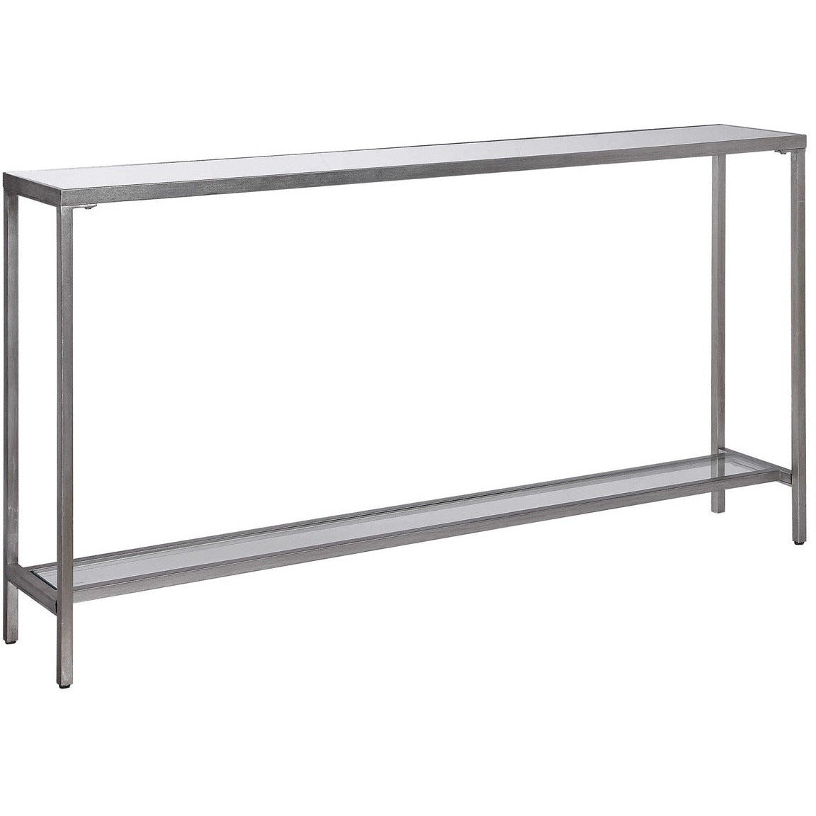 Uttermost Hayley Mirrored Too With Antiqued Silver Iron Modern Narrow Console Table - Image 2