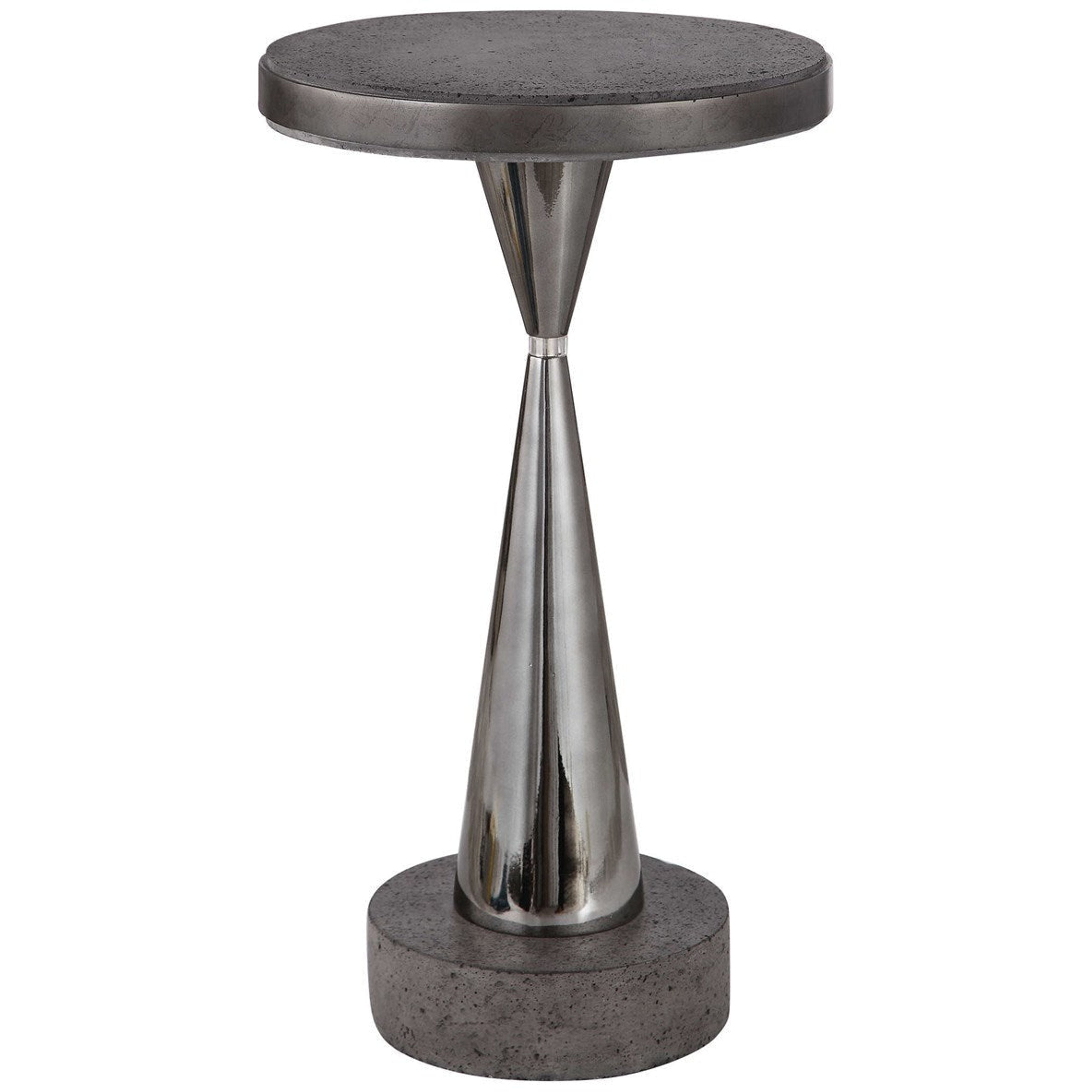Uttermost Simons Aged Concrete Top With Black Nickel Base Modern Drink Table - Image 2