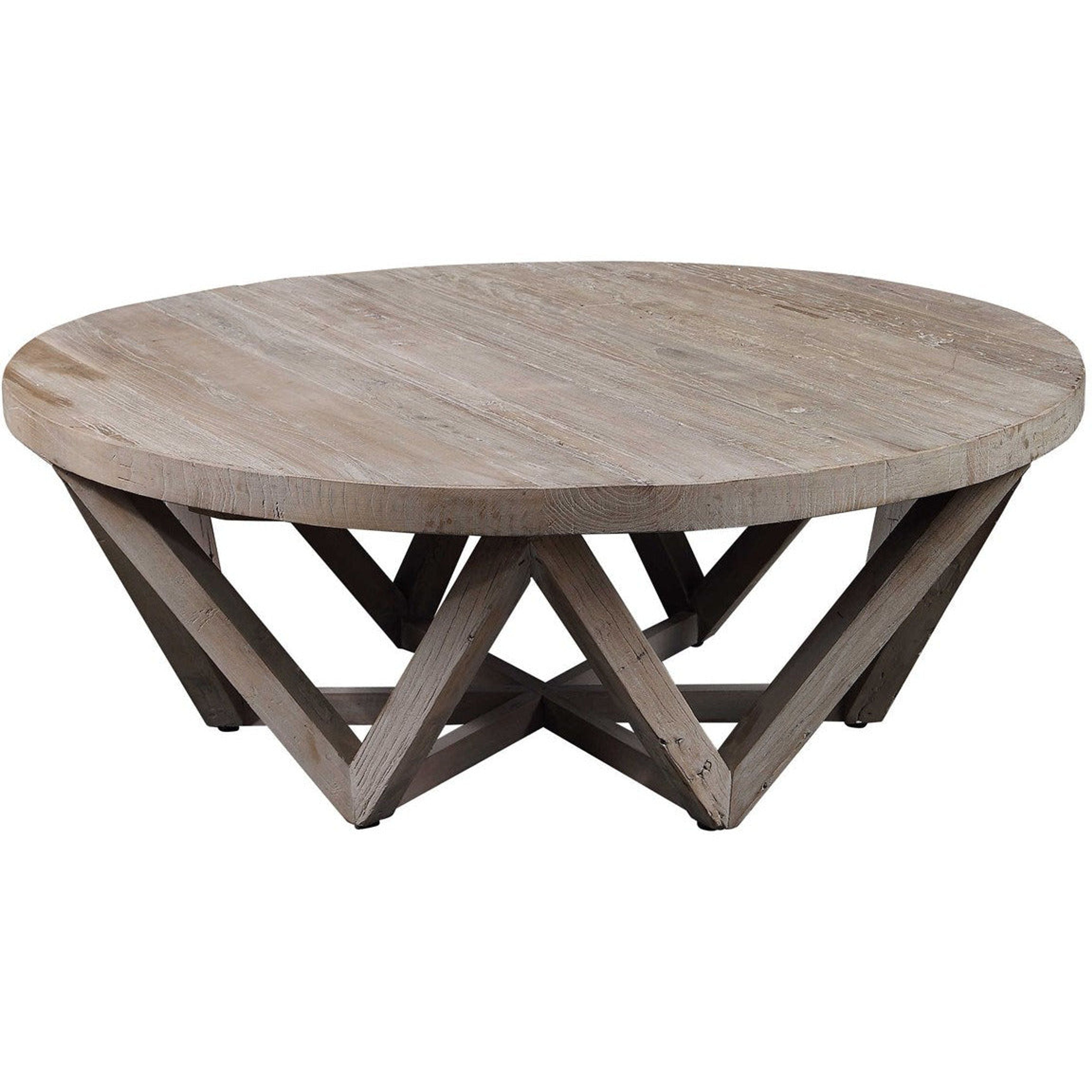 Uttermost Kendry Reclaimed Wood Rustic Modern Round Coffee Table - Image 1