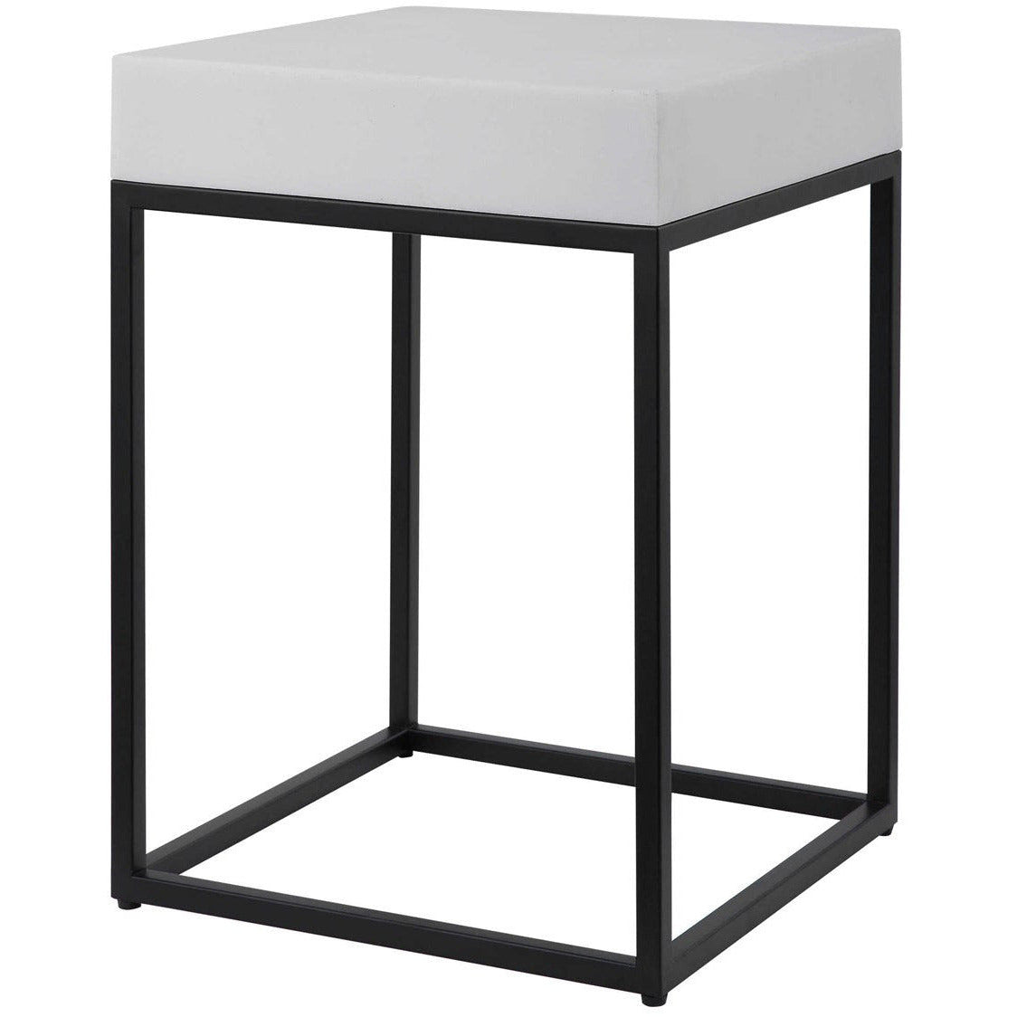 Uttermost Gambia White Top With Aged Black Metal Modern Square Accent Table - Image 1