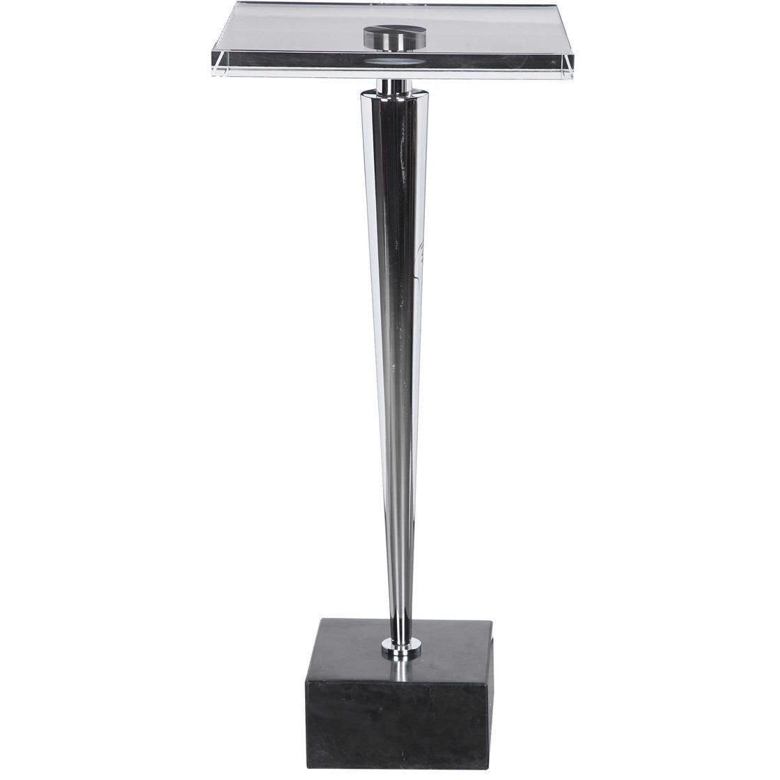 Uttermost Campeiro Crystal Top With Polished Nickel and Black Marble Modern Accent Drink Table - Image 2