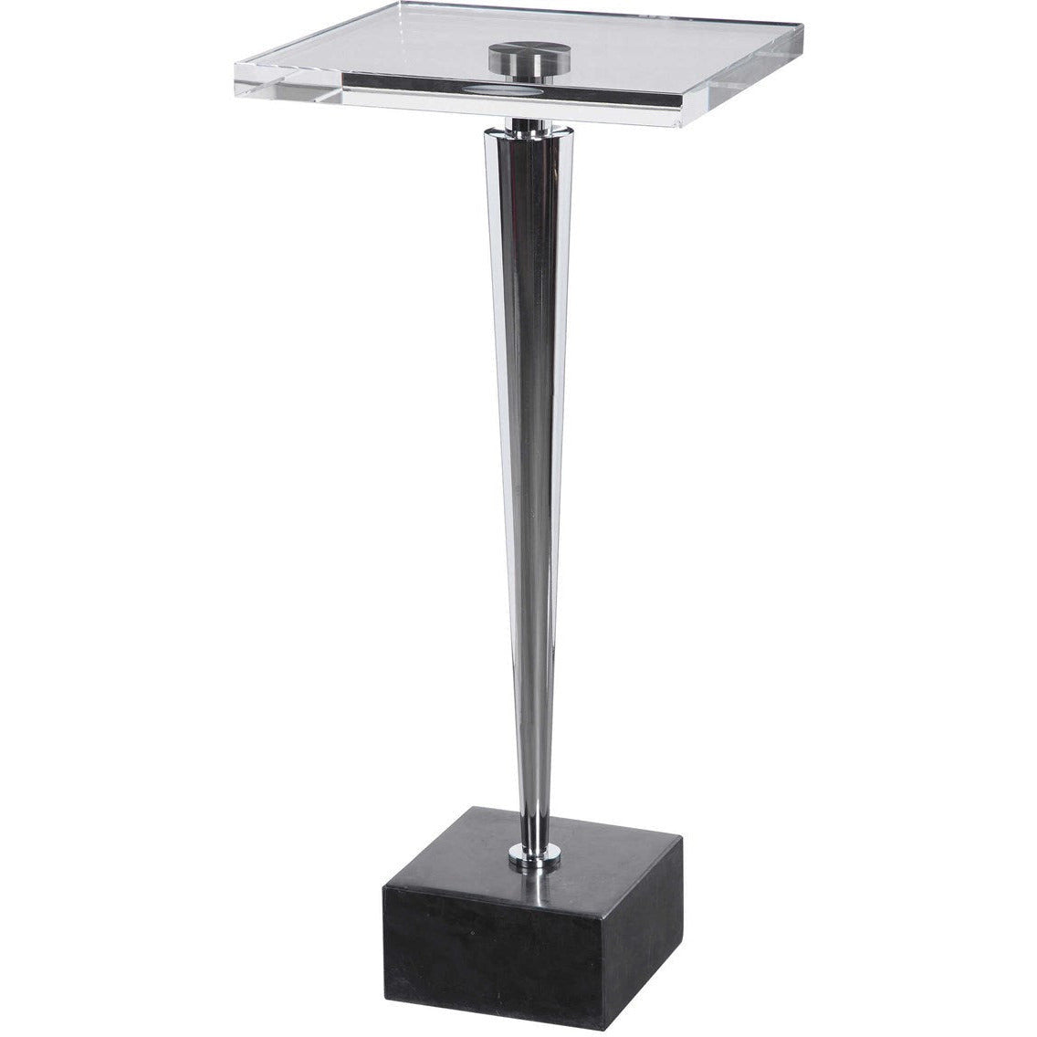Uttermost Campeiro Crystal Top With Polished Nickel and Black Marble Modern Accent Drink Table - Image 3