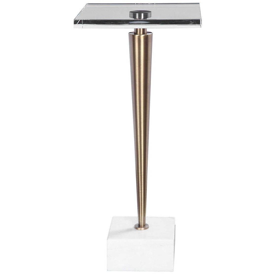 Uttermost Campeiro Crystal Top With Brushed Brass and White Marble Accent Drink Table - Image 2