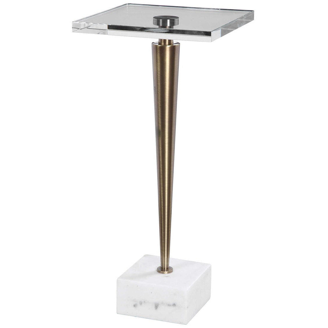 Uttermost Campeiro Crystal Top With Brushed Brass and White Marble Accent Drink Table - Image 3