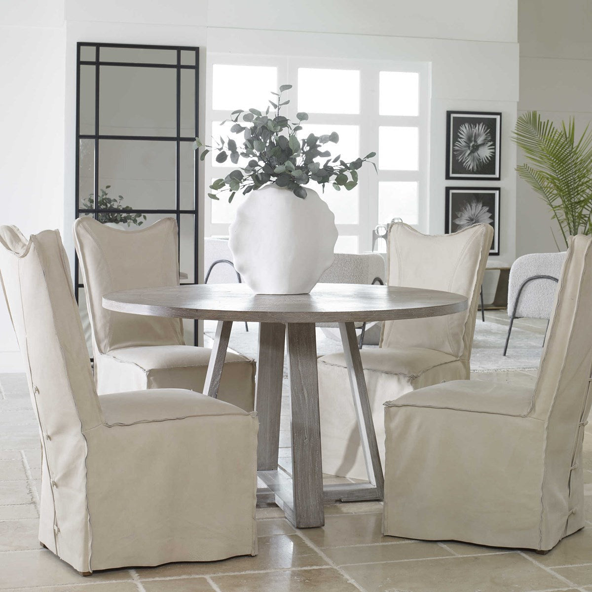 Uttermost Gidran Soft Gray Wood 60” Dining Table - Image 1