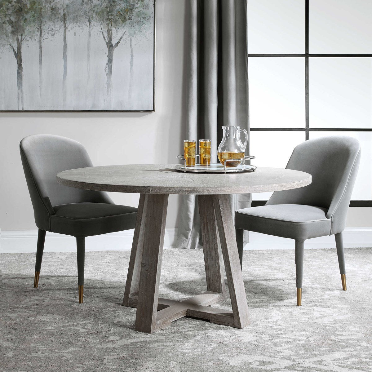Uttermost Gidran Soft Gray Wood 60” Dining Table - Image 3