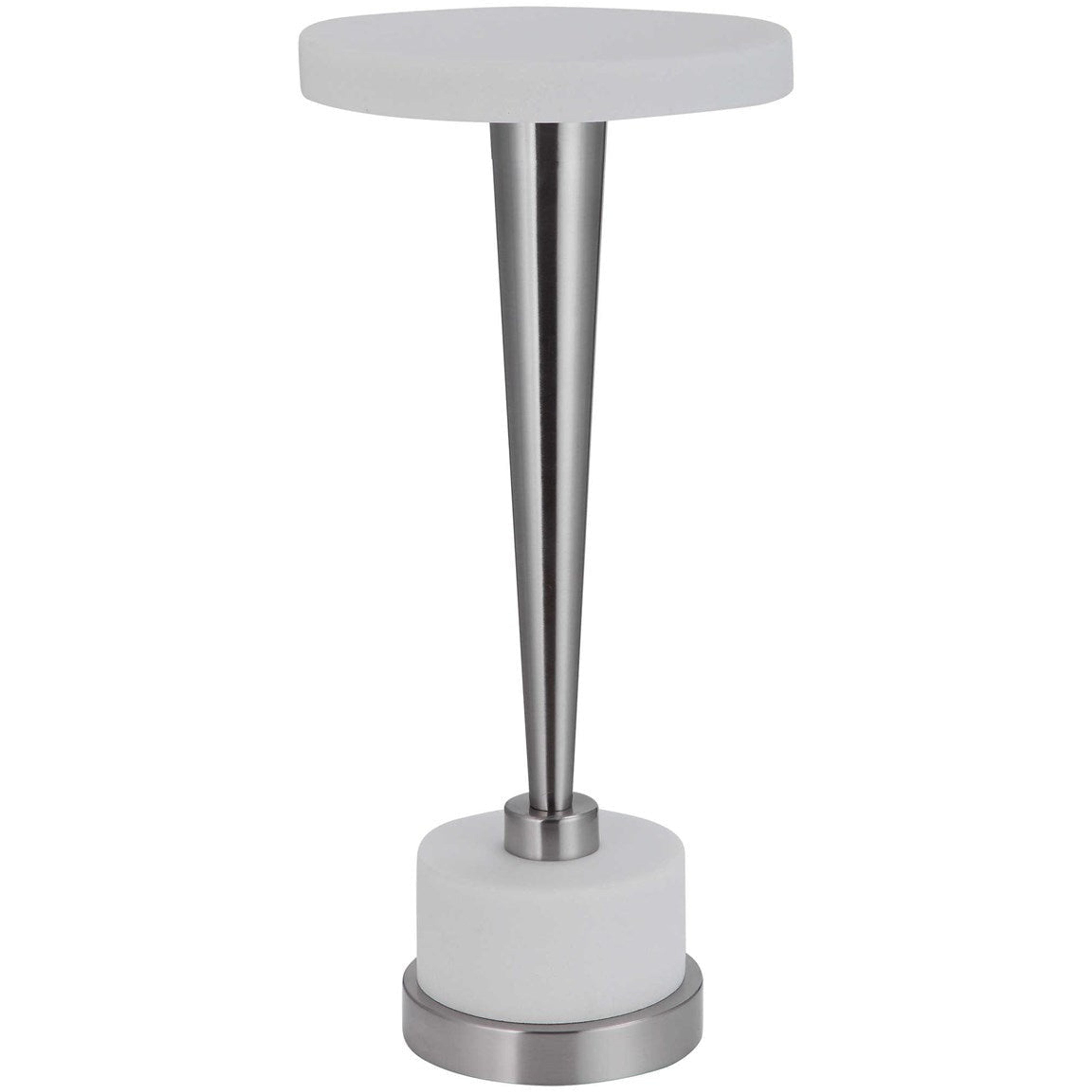 Uttermost Masika White Marble Top With Brushed Nickel Modern Drink Table - Image 2