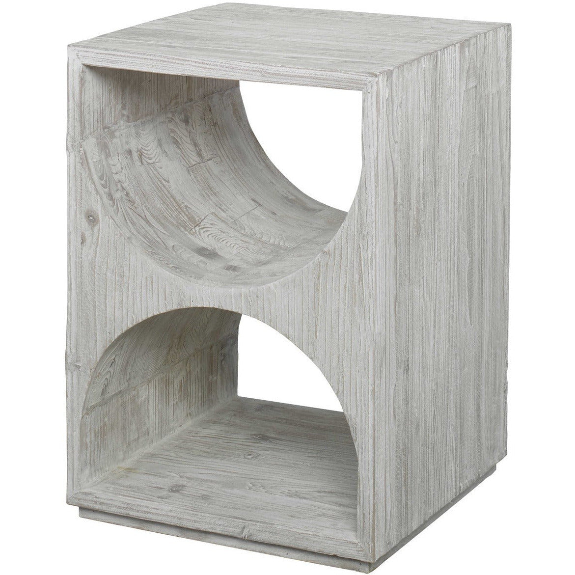 Uttermost Hans Distressed Ivory Fir Wood Scandinavian Style Side Table - Image 2