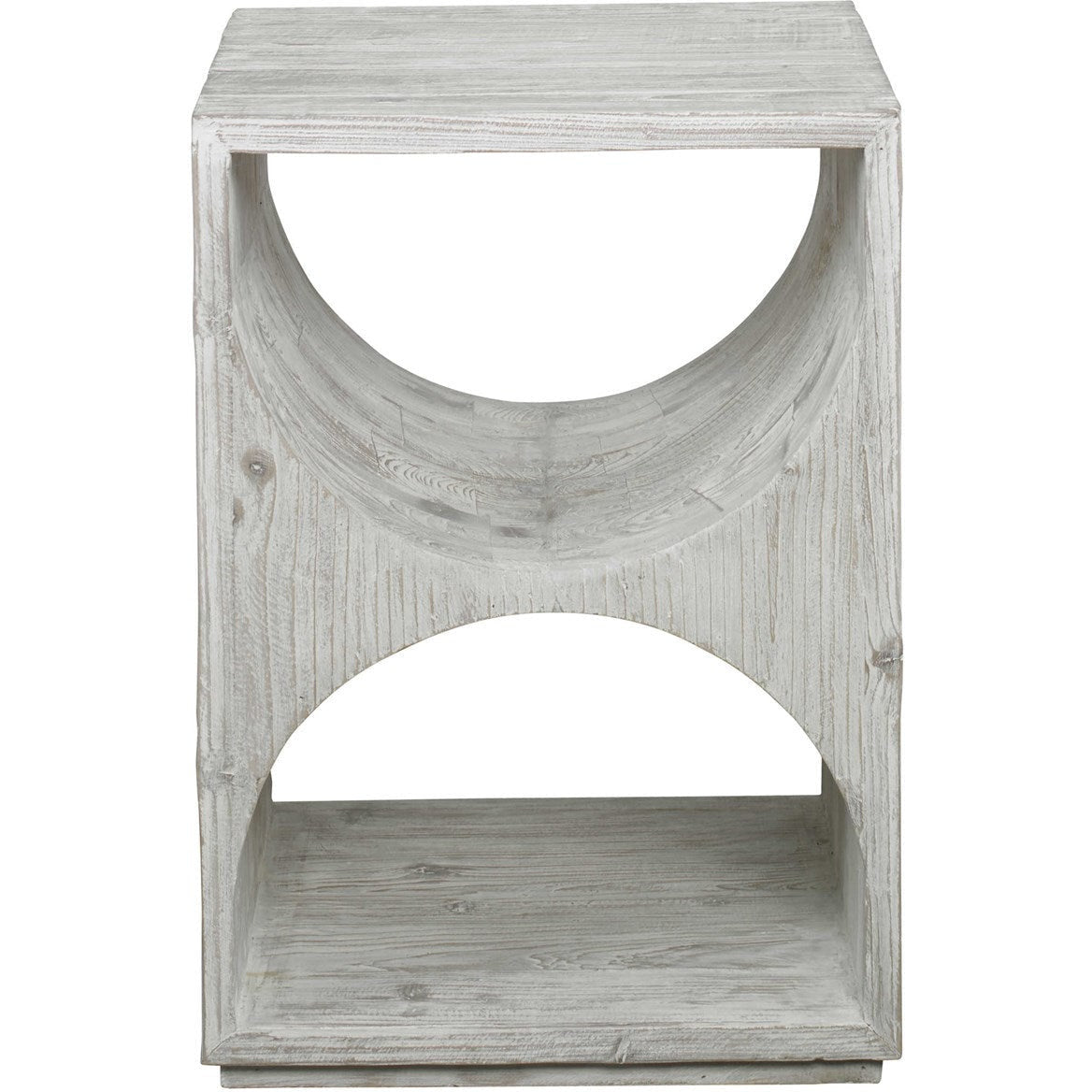 Uttermost Hans Distressed Ivory Fir Wood Scandinavian Style Side Table - Image 3