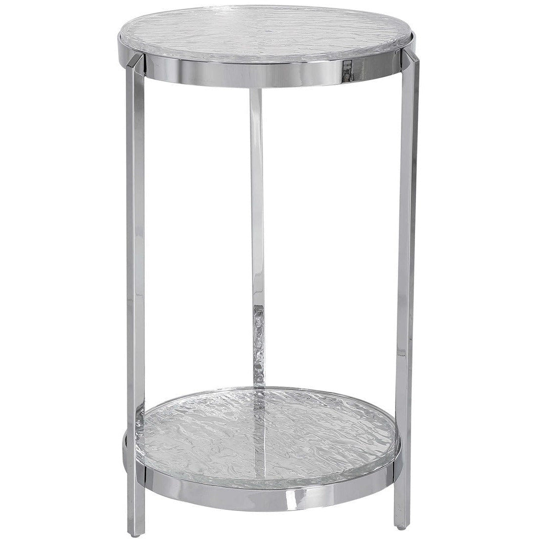 Uttermost Clarence Ripple Glass Top With Polished Nickel Modern Round Accent Table - Image 2