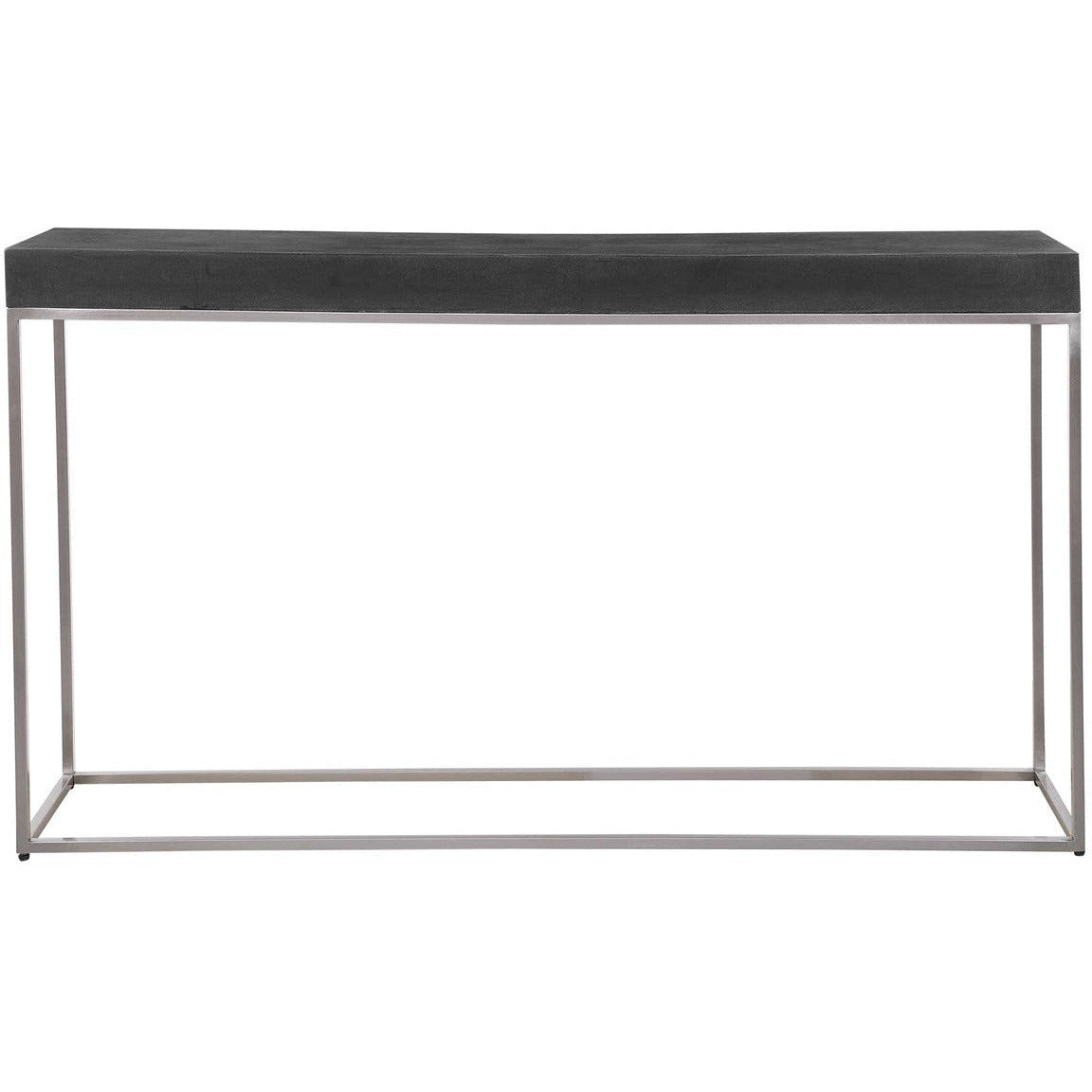 Uttermost Jase Black Concrete Top With Brushed Nickel Stainless Steel Modern Console Table - Image 2