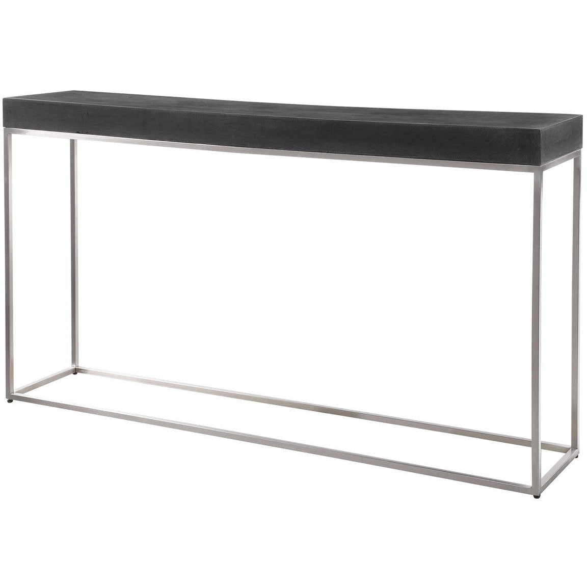 Uttermost Jase Black Concrete Top With Brushed Nickel Stainless Steel Modern Console Table - Image 3