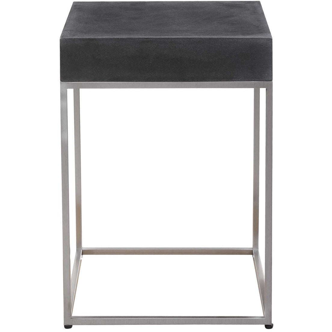 Uttermost Jase Black Concrete Top With Brushed Nickel Modern Accent Table - Image 2