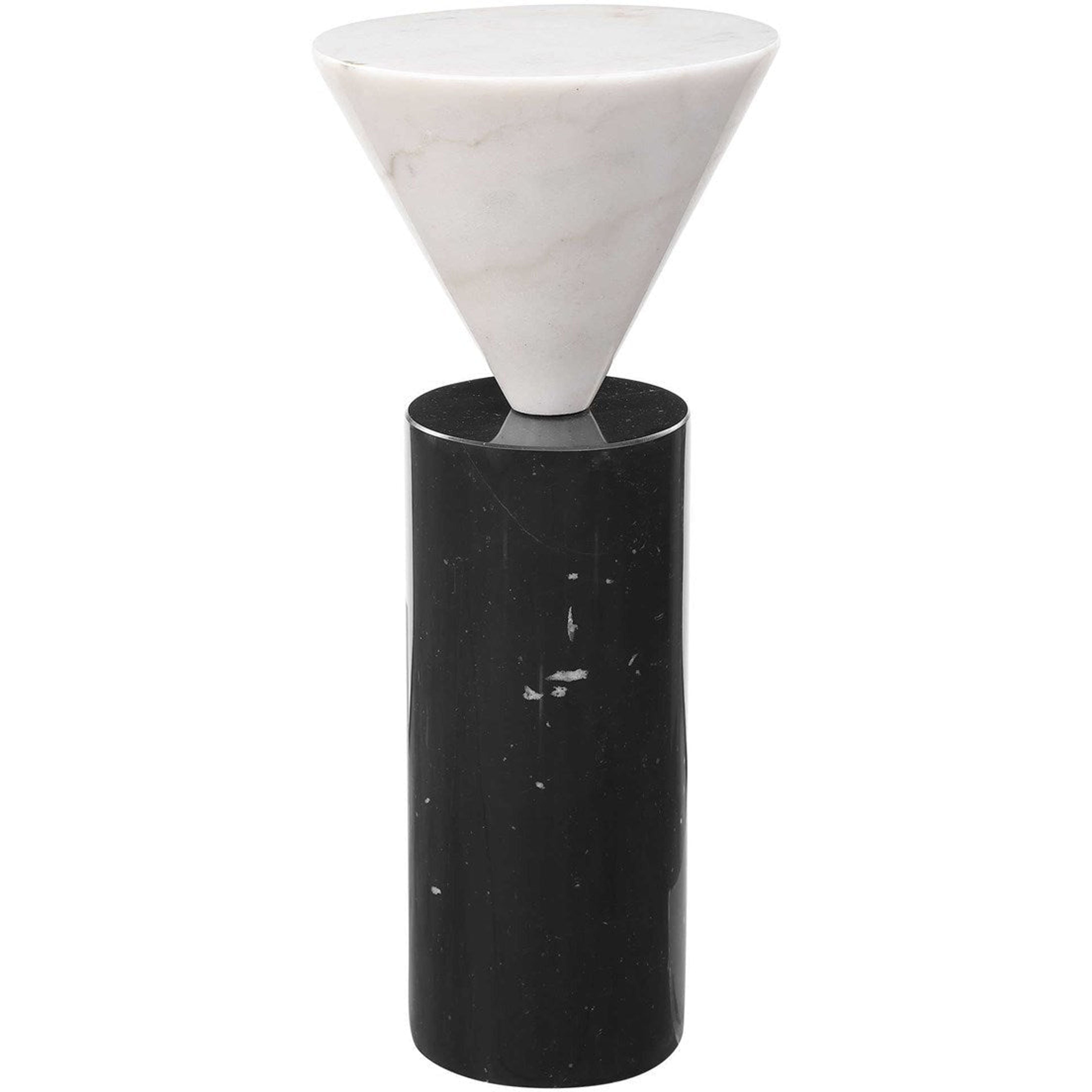 Uttermost Top Hat Black and White Marble Modern Drink Table - Image 2