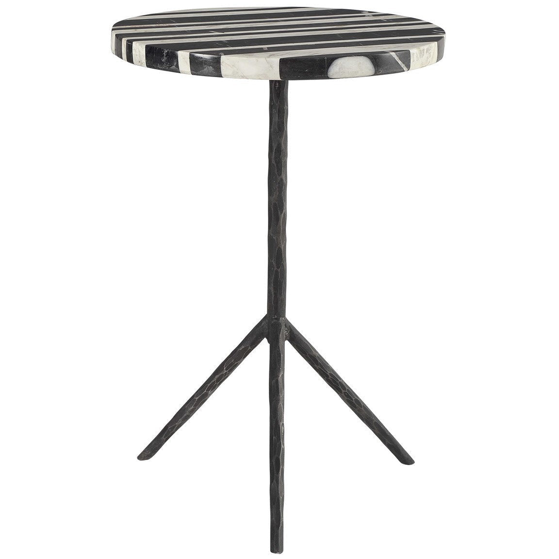Uttermost Fine Line Black and White Marble Top With Aged Iron Accent Table - Image 2