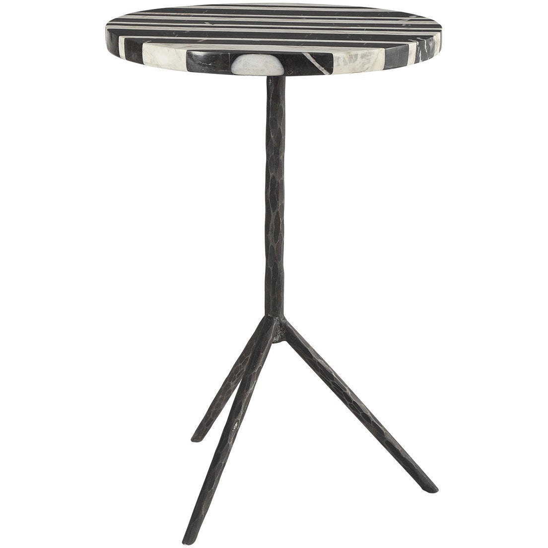 Uttermost Fine Line Black and White Marble Top With Aged Iron Accent Table - Image 3