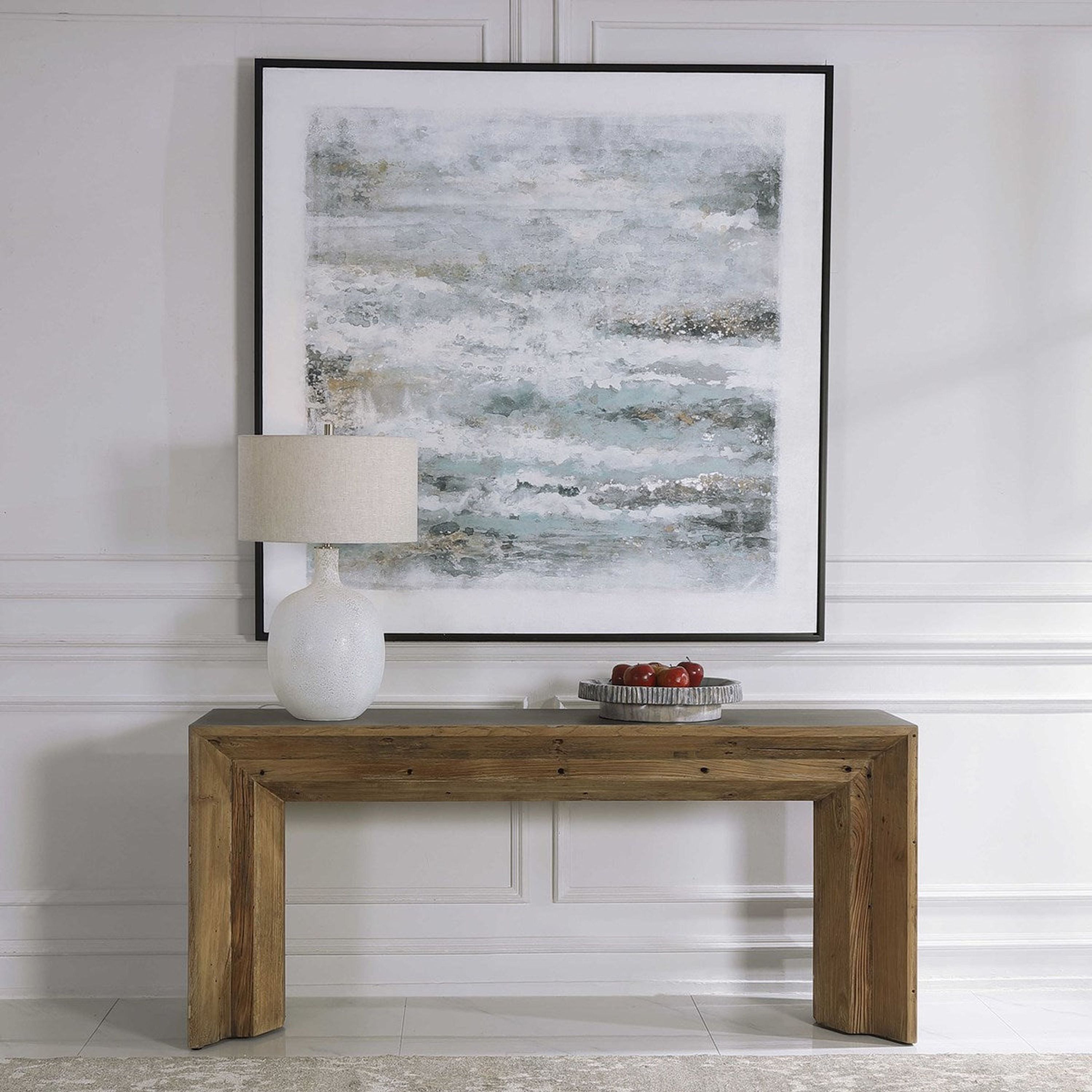 Uttermost Vail Reclaimed Wood With Gray Concrete Rustic Modern Console Table