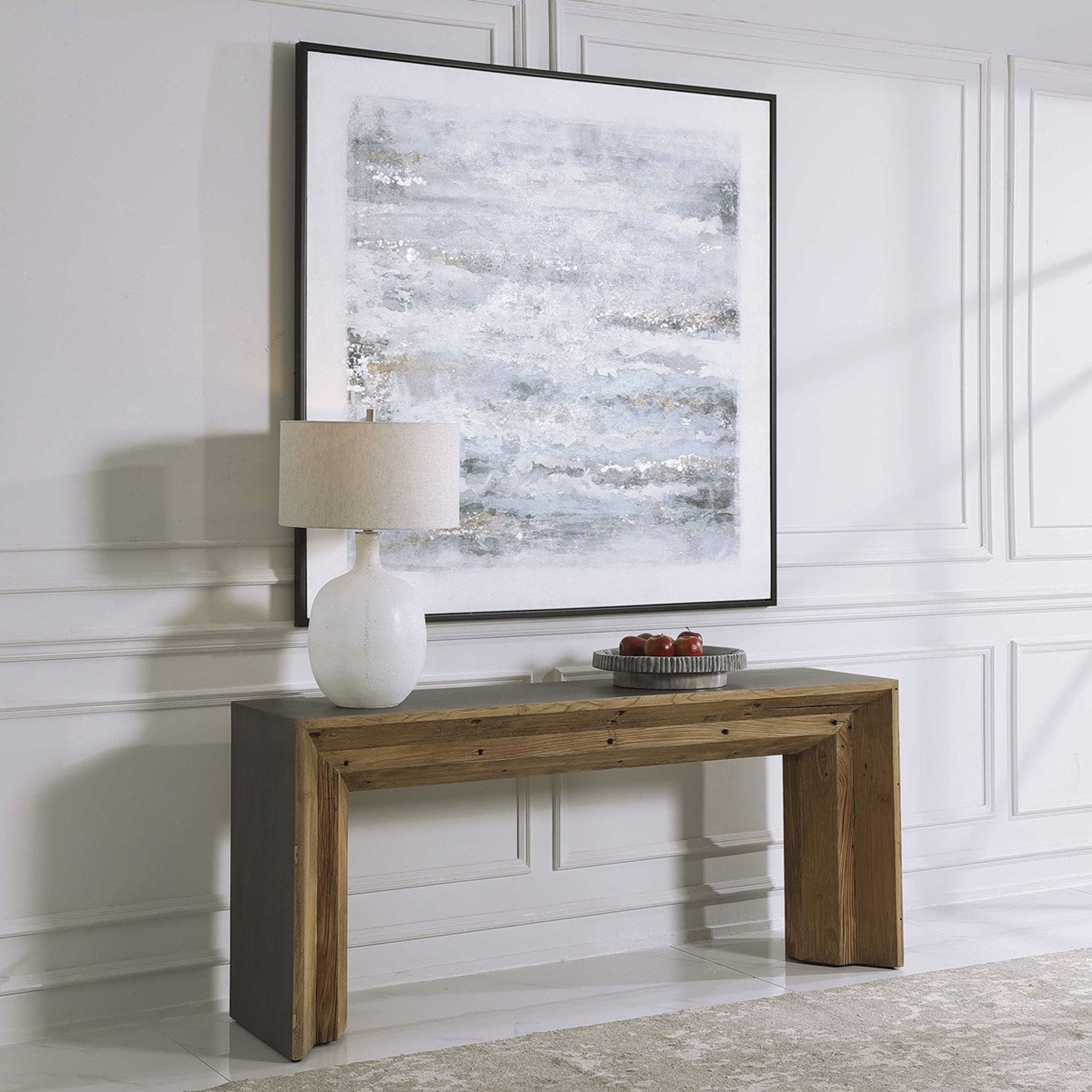 Uttermost Vail Reclaimed Wood With Gray Concrete Rustic Modern Console Table - Image 2
