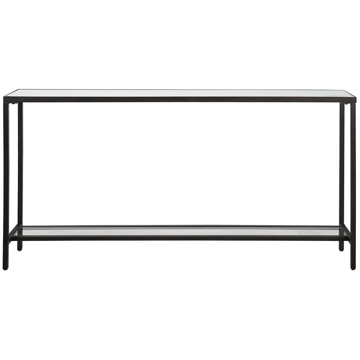 Uttermost Hayley Mirrored Top With Rustic Black Steel Modern Narrow Console Table - Image 3