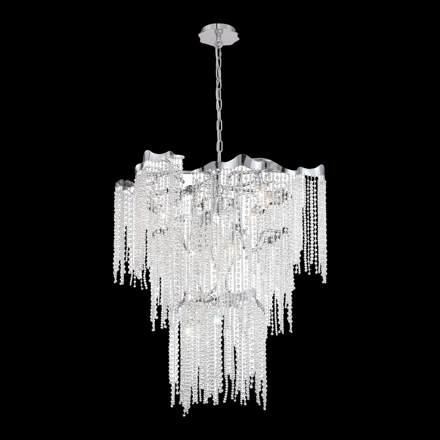 Chrome 24-Inch Nine-Light Chandelier - Image 1