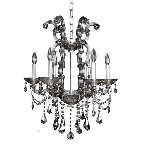Six-Light Chandelier with Firenze Smoked Fleet Argentine Crystal - Image 1