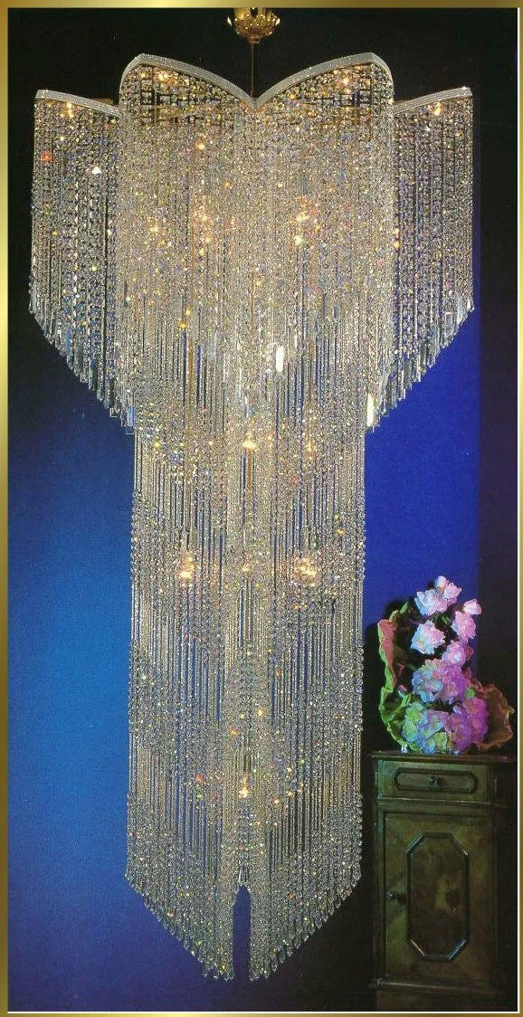 Entryway/ foyer modern crystal chandelier in gold plated finish - Image 1
