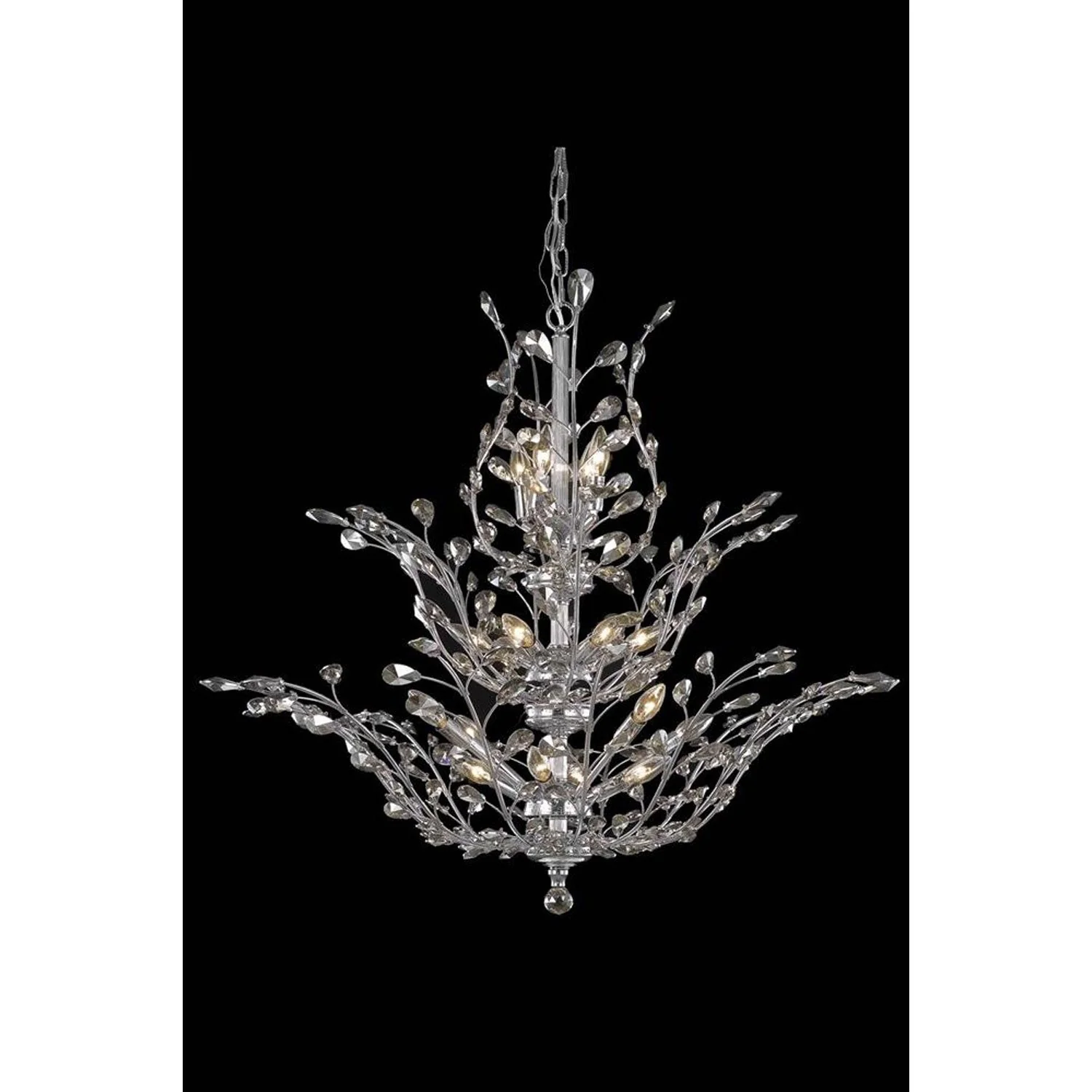 Orchid Chrome Chandelier with Golden Teak Royal Cut Crystal - Image 1