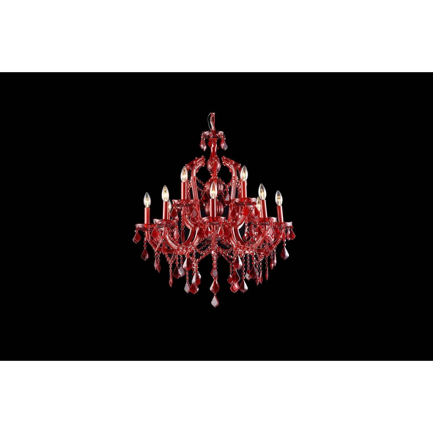 Crimson Blvd. Red Crystal Twelve-Light Chandelier - Image 1