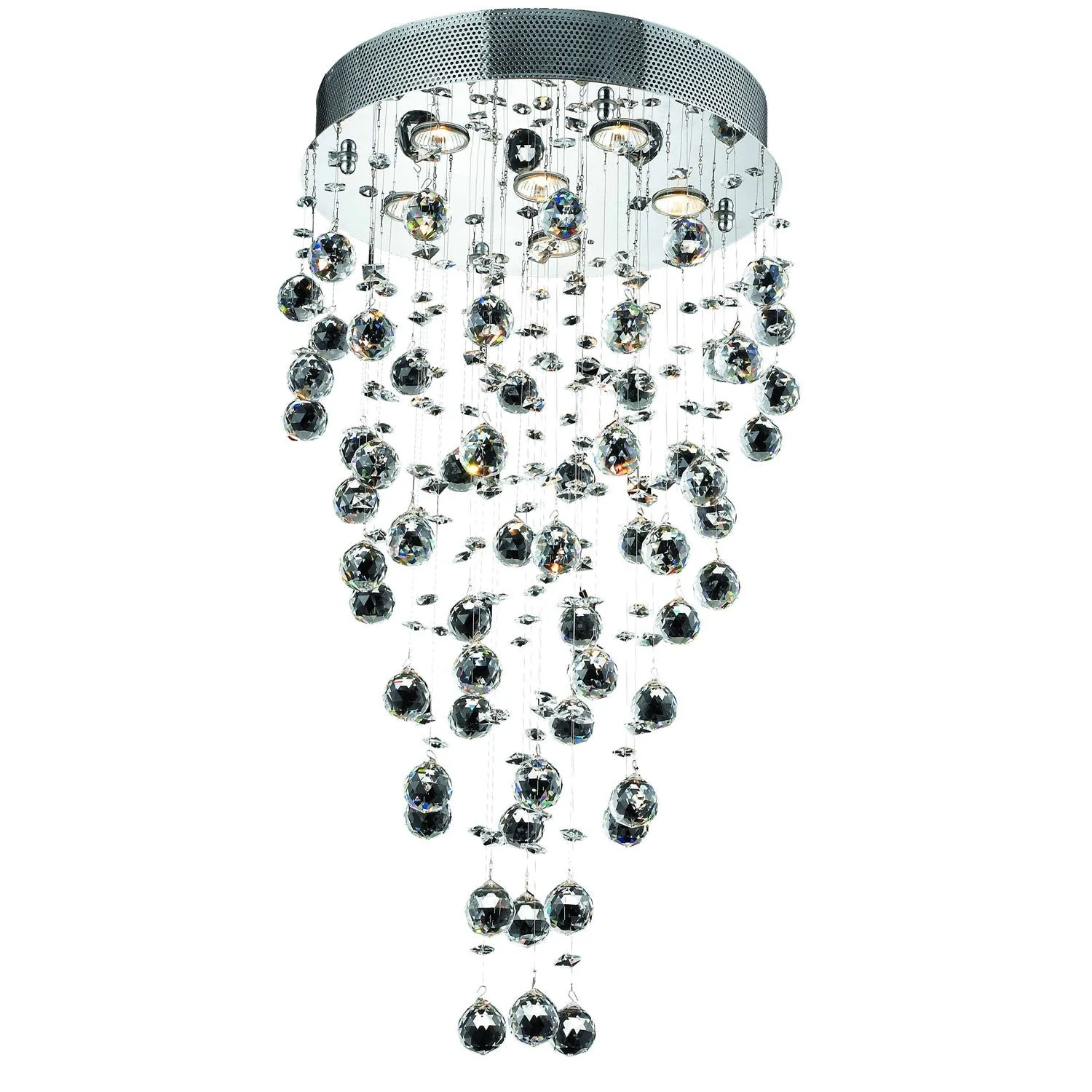 Galaxy Chrome Six-Light 18-Inch Semi Flush Mount with Royal Cut Clear Crystal - Image 1
