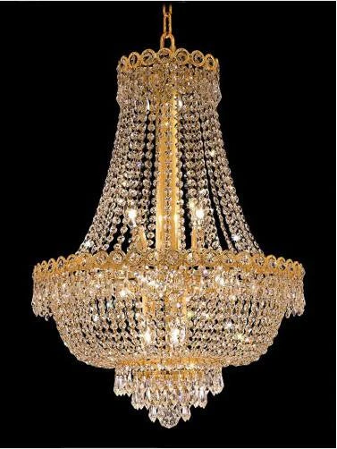 Gold Twelve-Light 20-Inch Chandelier with Royal Cut Clear Crystal - Image 1